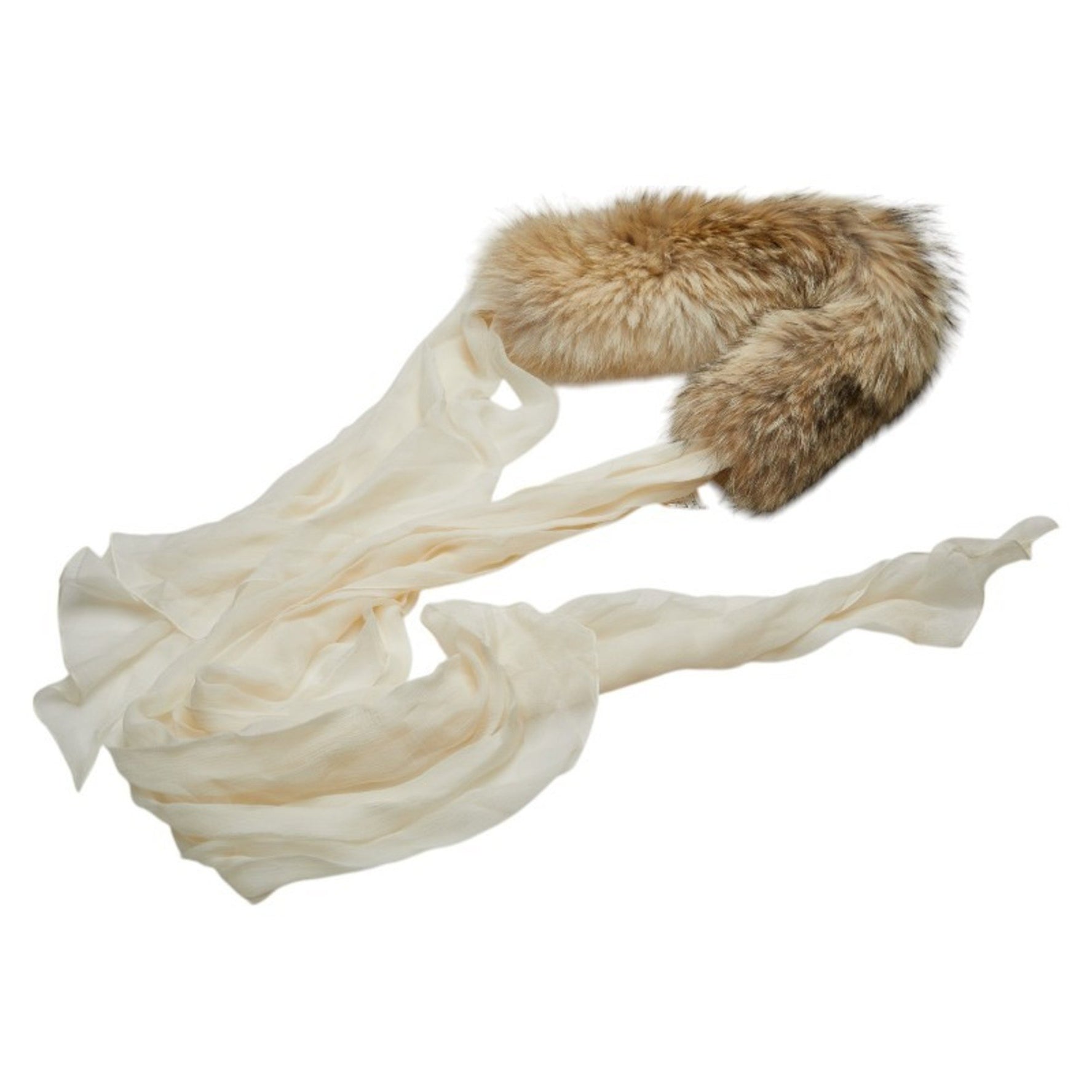 Hermes Scarf White Beige Silk Coyote Women's HERMES
