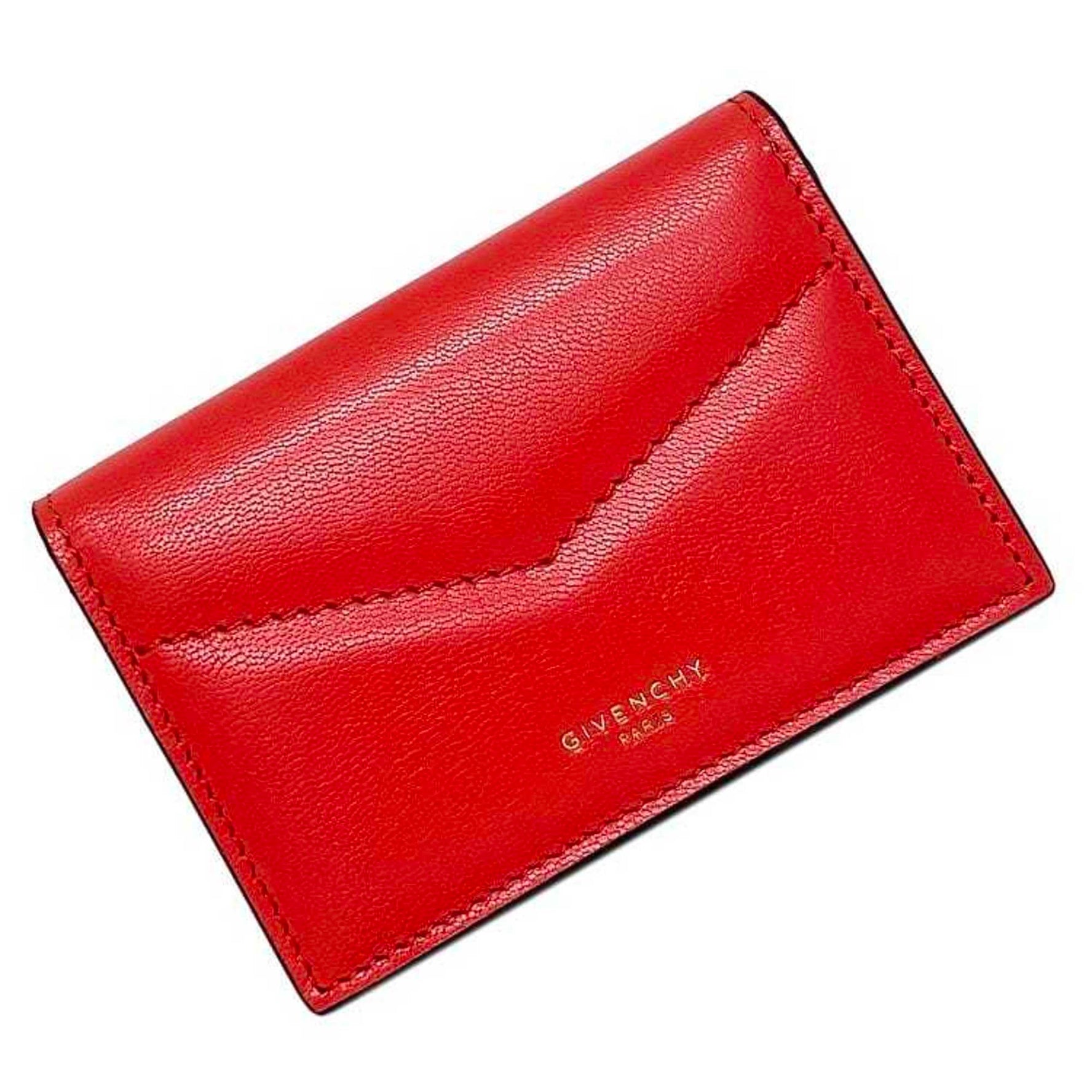 Givenchy card case red 623 business holder leather quilted flap ladies