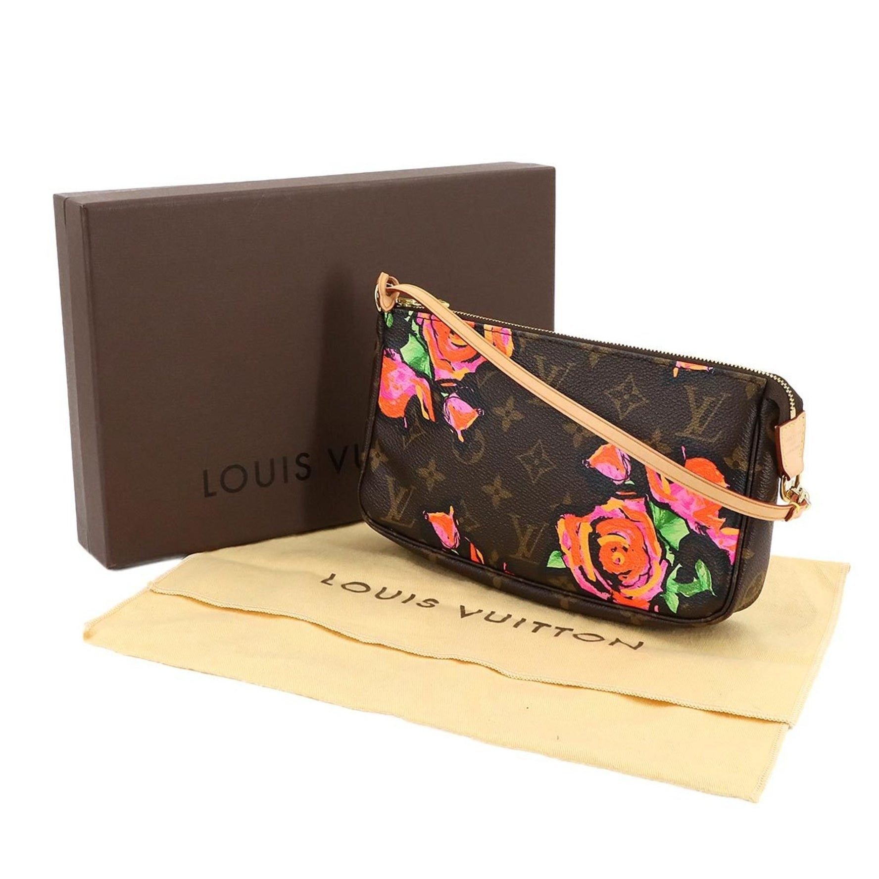 Louis Vuitton Monogram Rose Pochette Accessoires Handbag Brown Pink