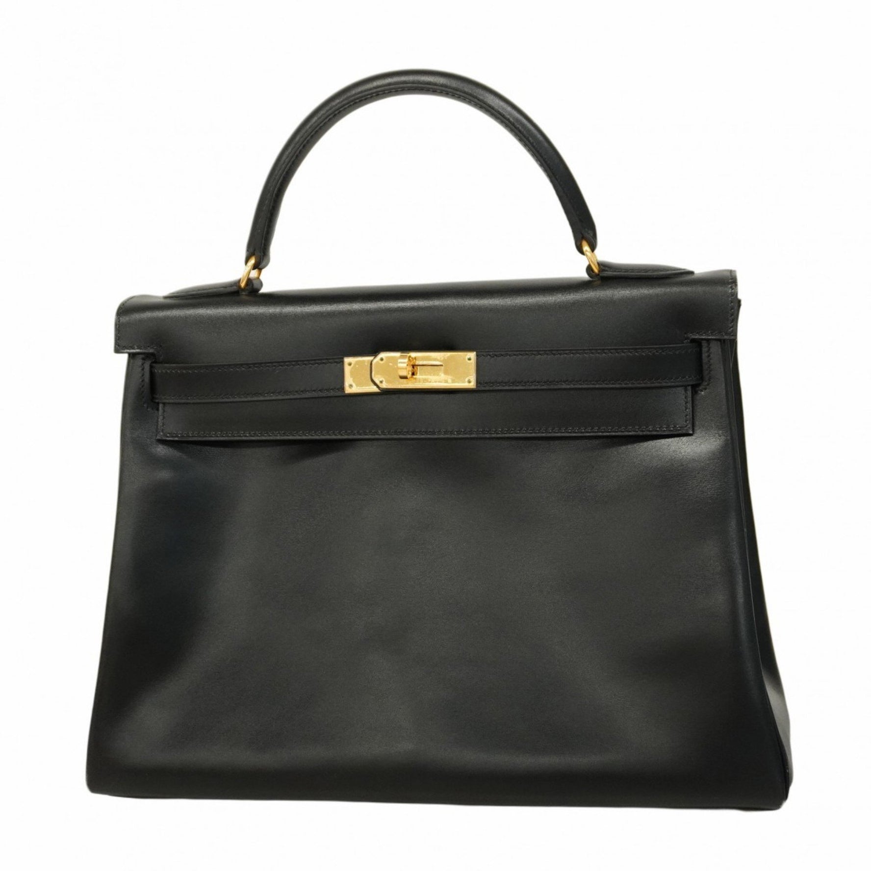 Hermes Hermès Kelly 32 Handbag in Black Box Calf Leather with C Stamp for Women