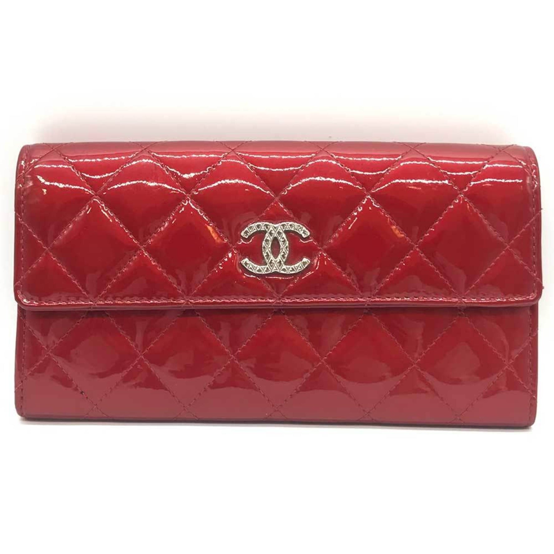 Chanel Matelasse Long Wallet Coco Mark Enamel Bordeaux Wine Red CHANEL