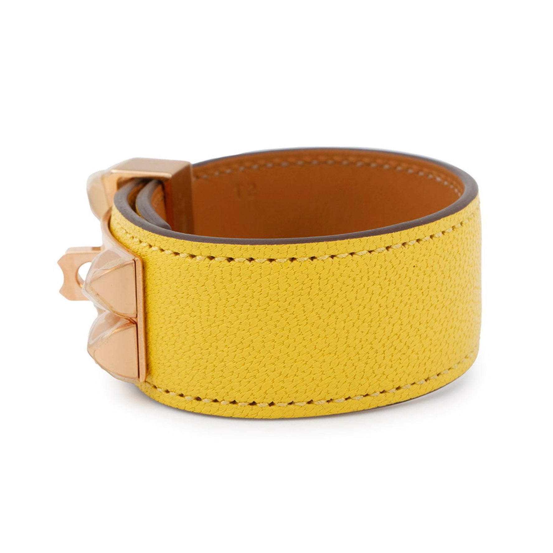 Hermes Hermès Collier de Chien Bracelet, 24 Jaunes-Naples, Pink Leather, B Stamp, Size T2