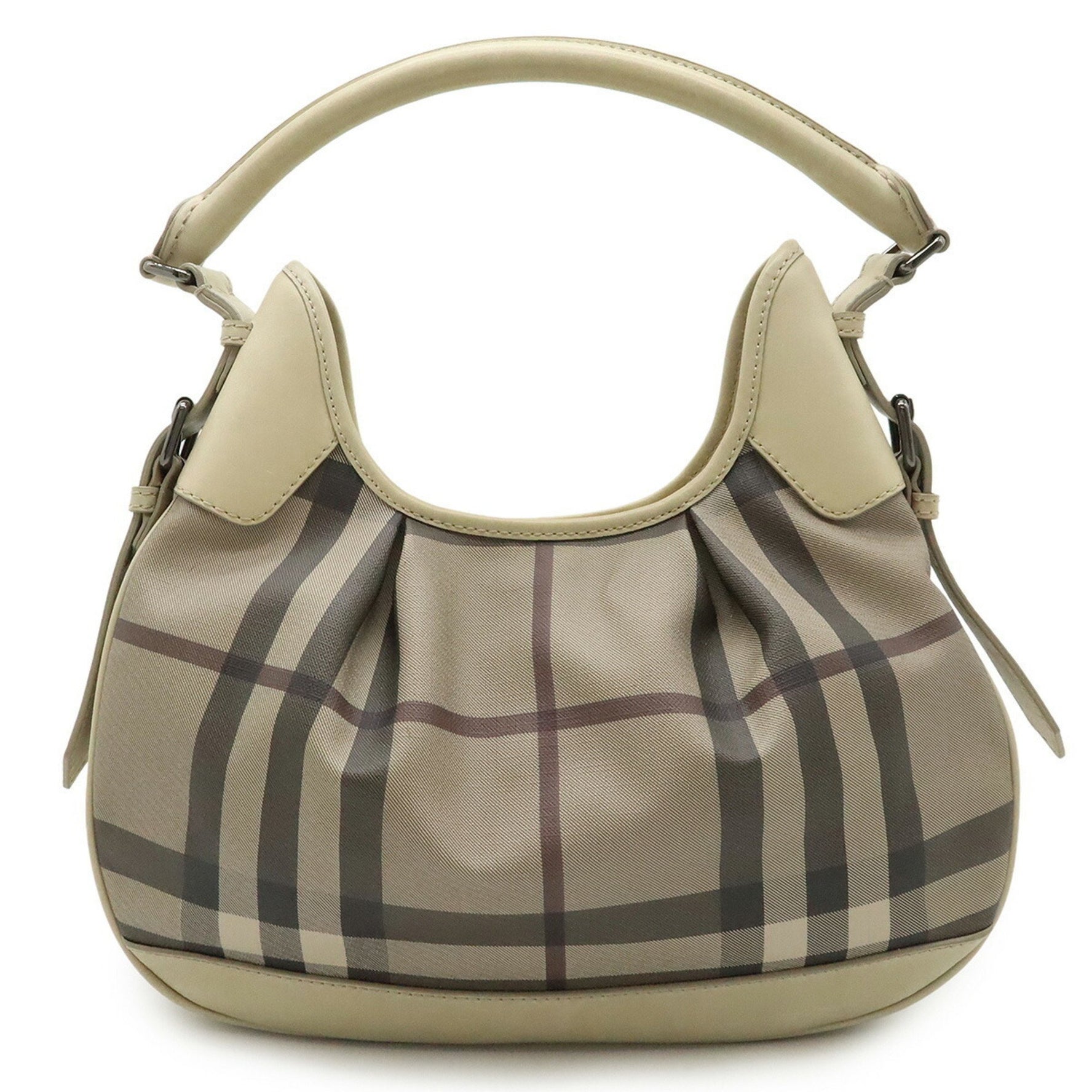 BURBERRY Checked shoulder bag in PVC and leather beige brown