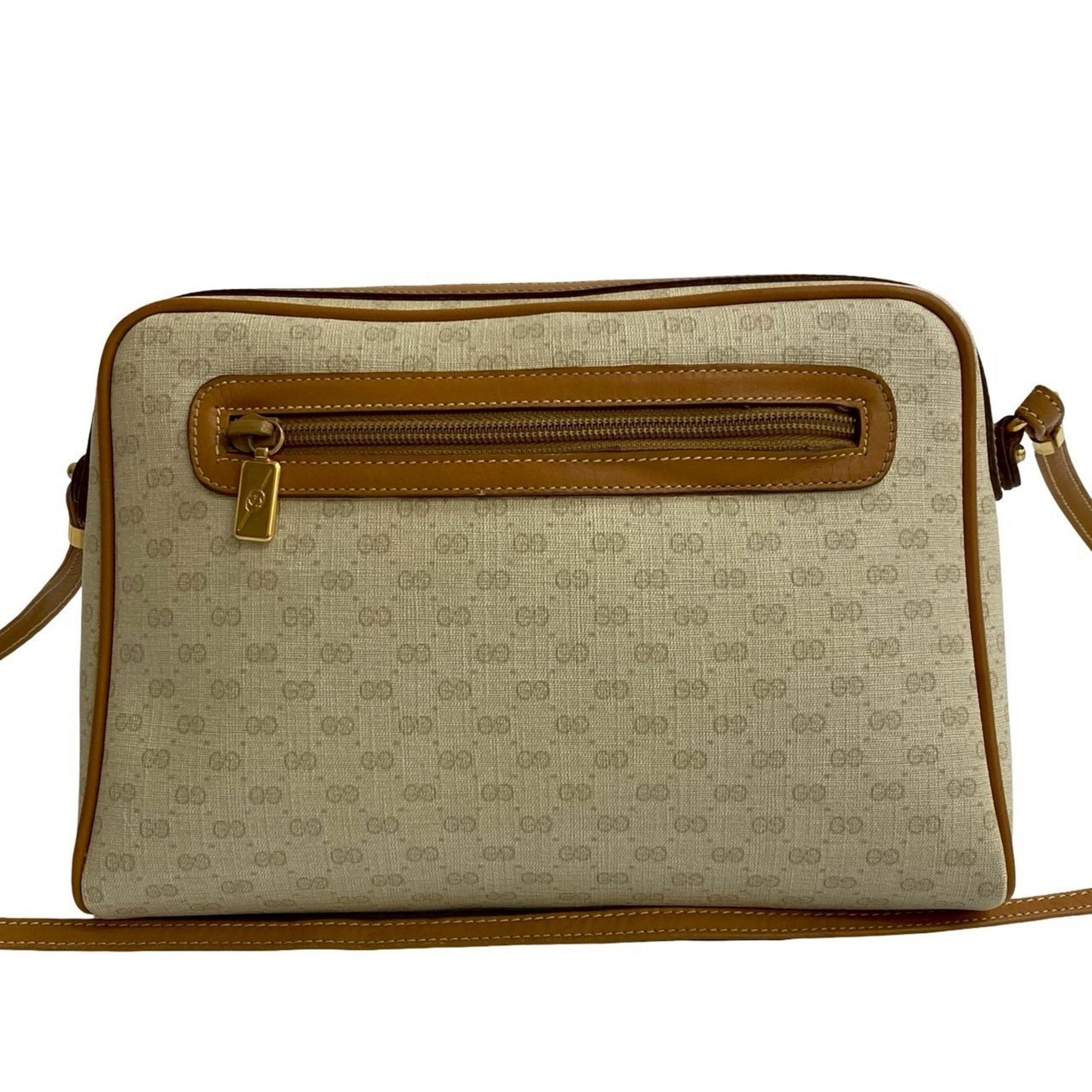 GUCCI Old Gucci Micro GG Logo Leather Mini Shoulder Bag Pochette Ivory 220-2