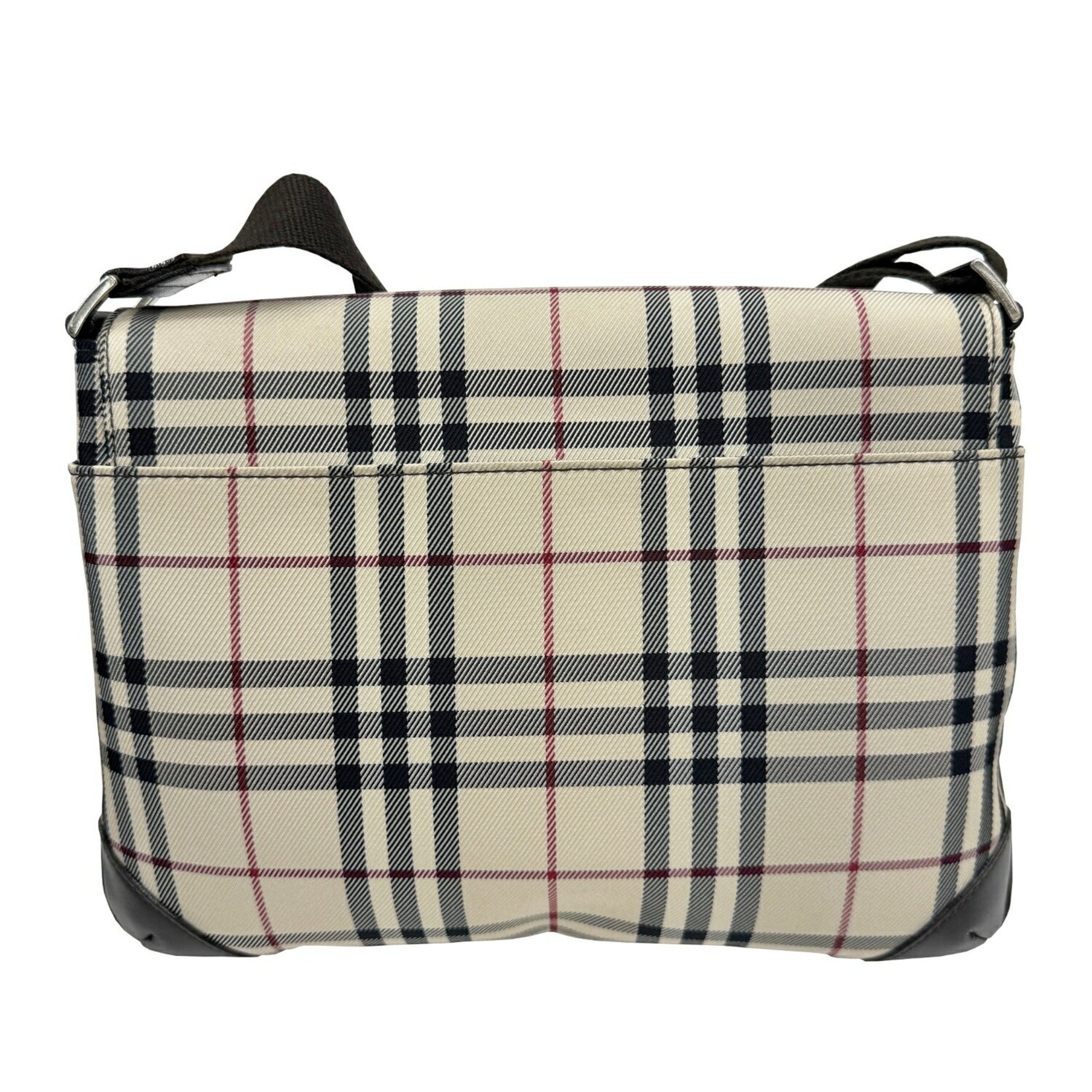 BURBERRY Nova Check Shoulder Bag Canvas Leather Men's Women's Silver Hardware