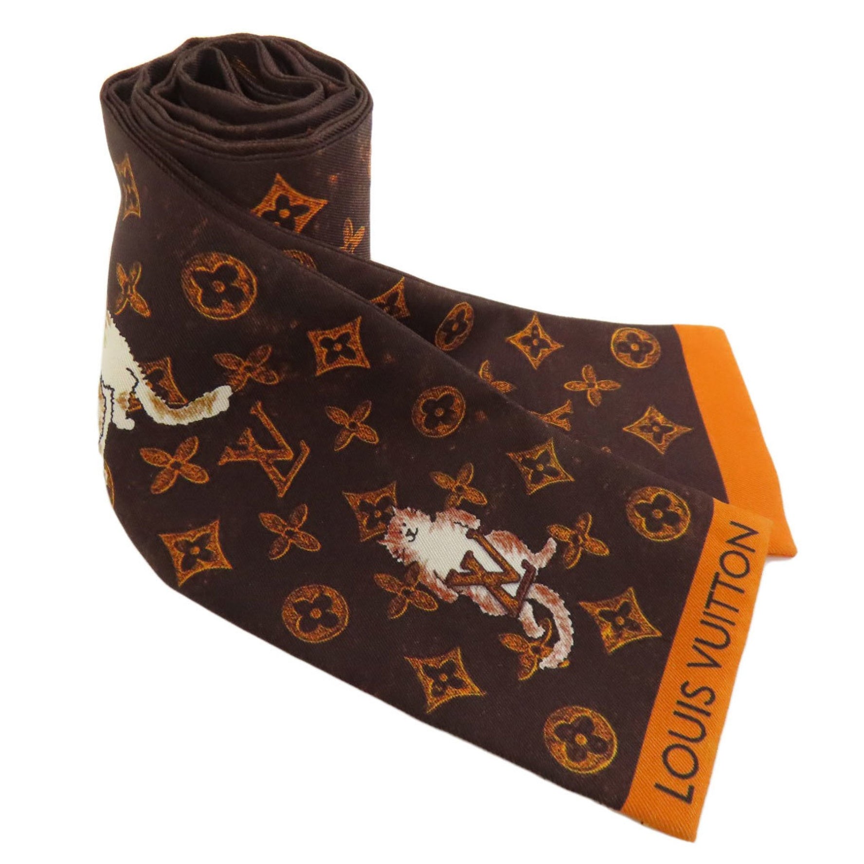 Louis Vuitton Bandeau Catgram Scarf/Muffler Silk LOUIS VUITTON