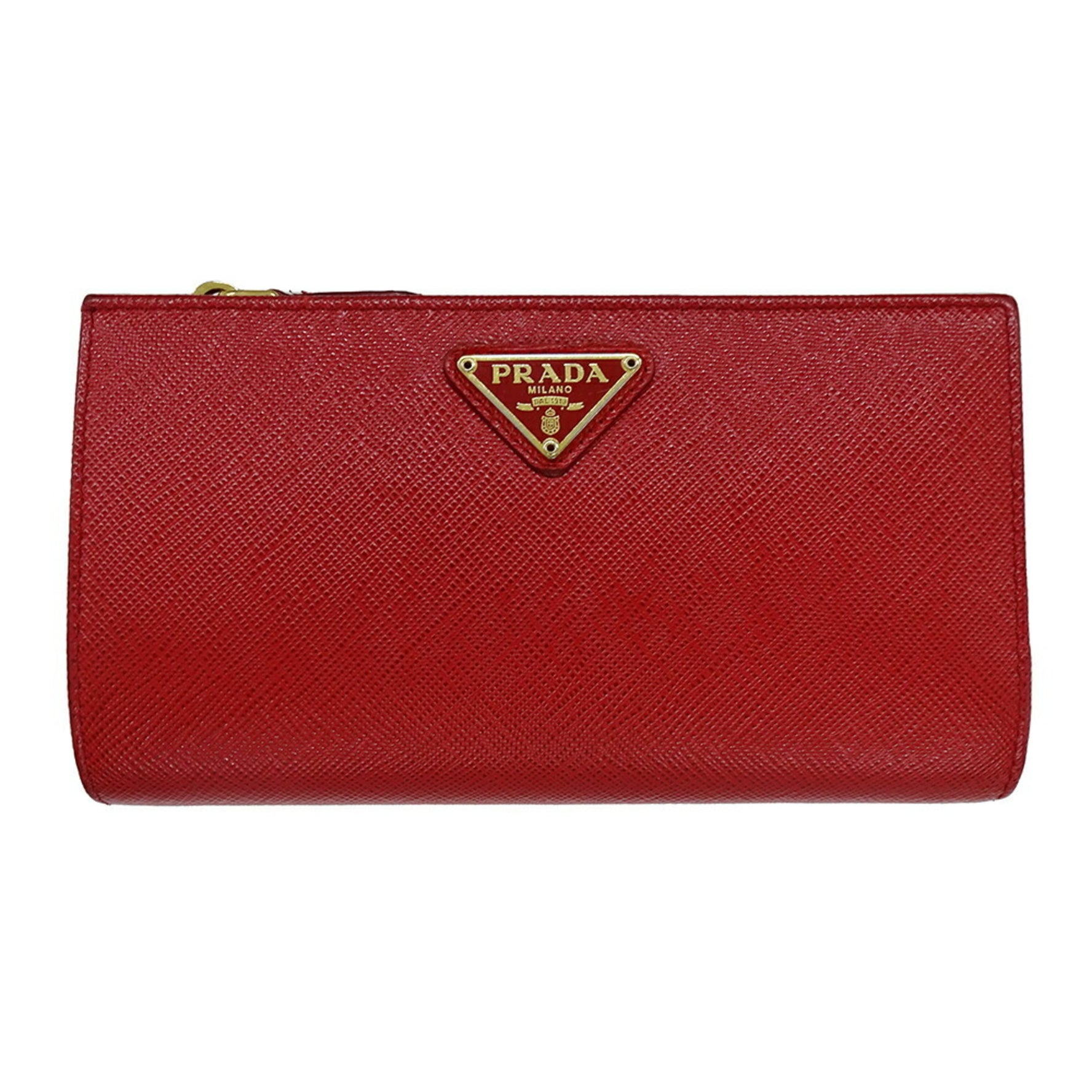 Prada Women's Saffiano Triangle Long Wallet, Red, 1ML009