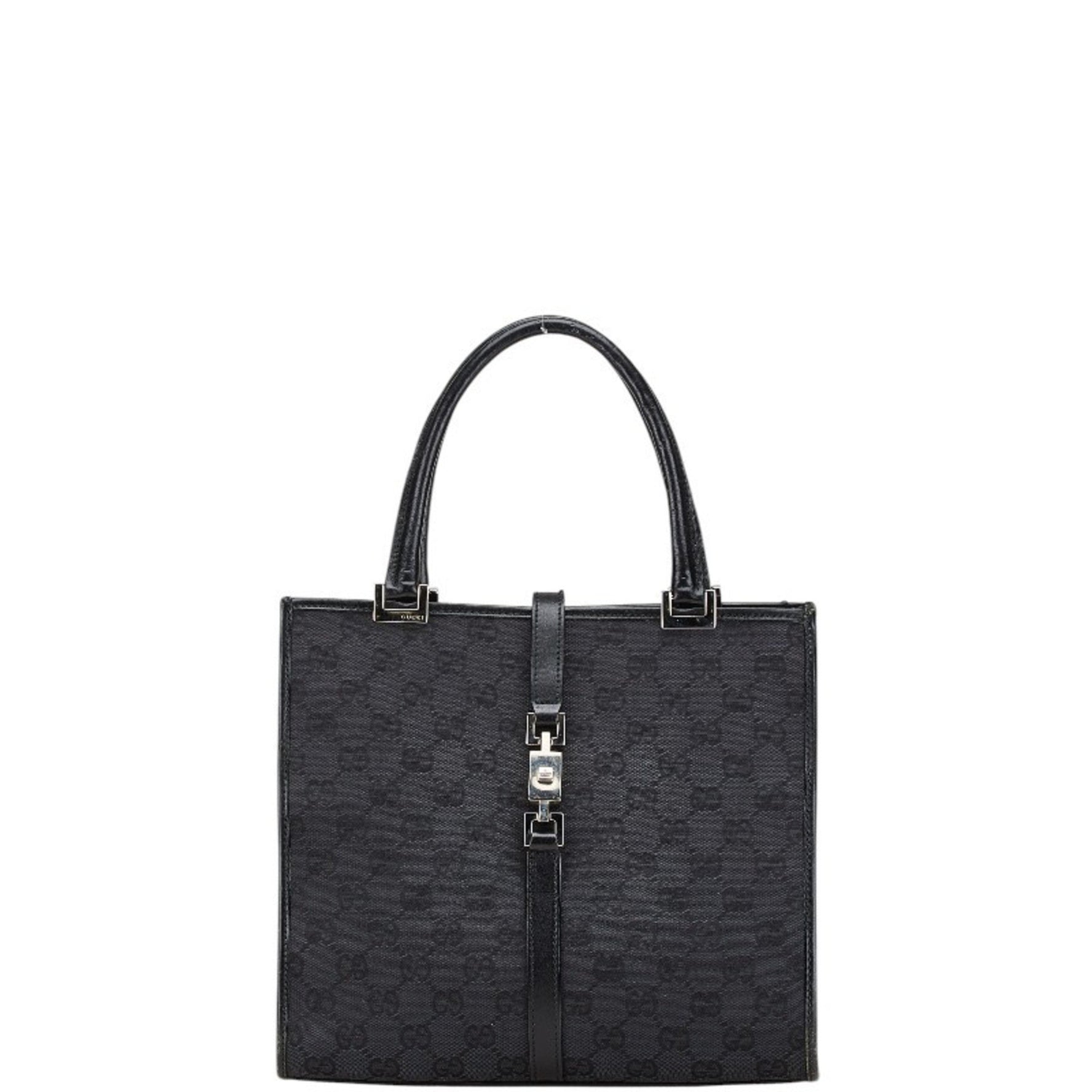 Gucci GG Canvas Jackie Tote Bag 002.1065 Black Leather Women's GUCCI