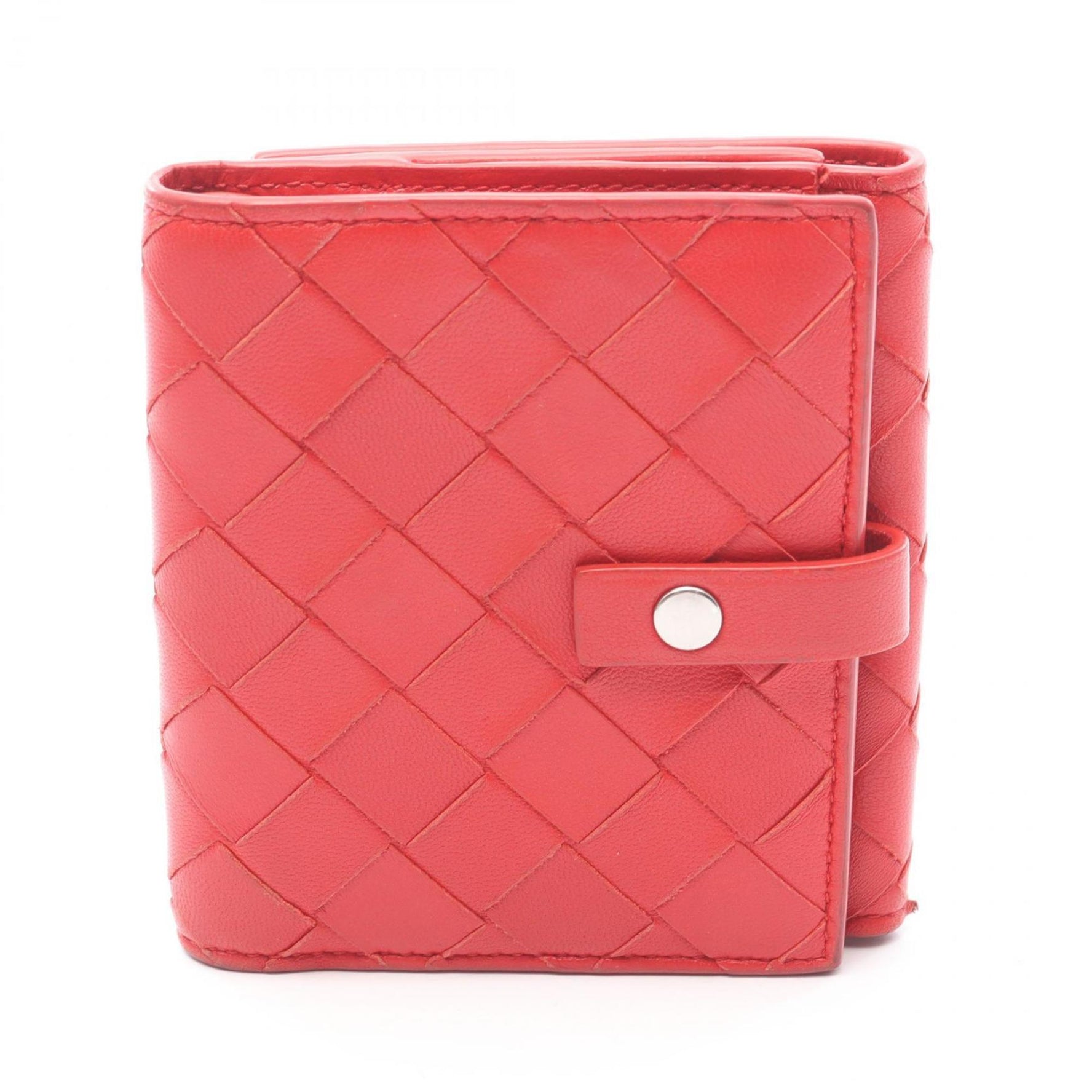 Bottega Veneta Intrecciato Leather Bi-fold Wallet Red