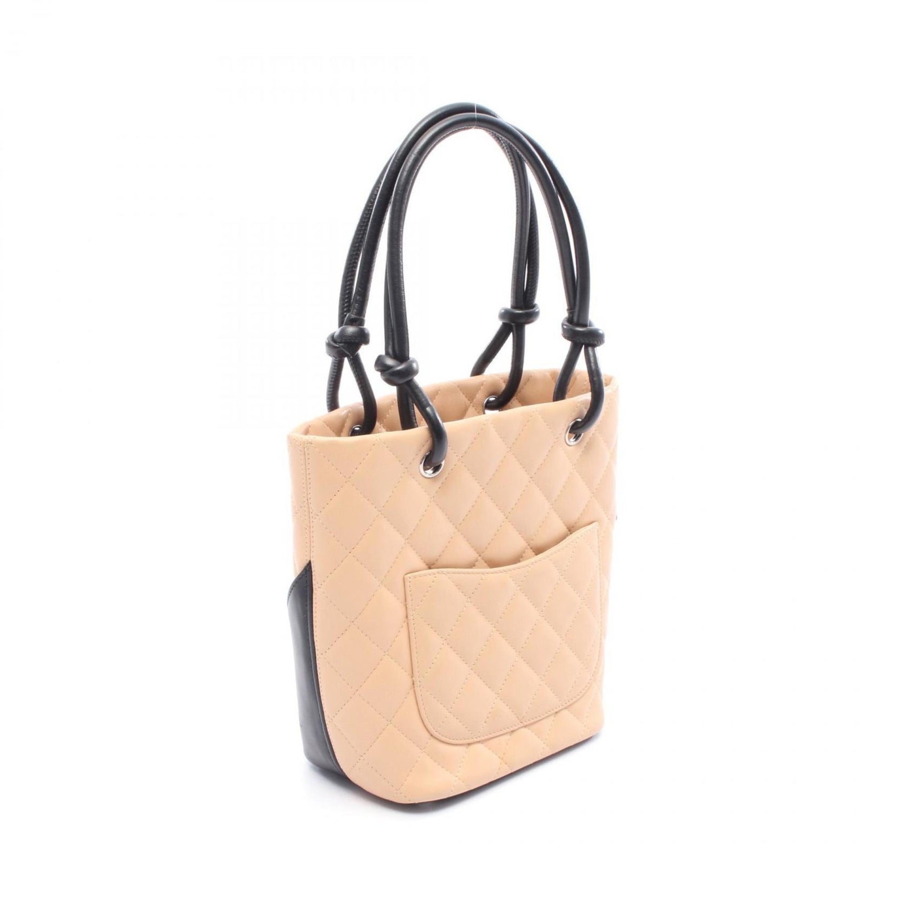 CHANEL Cambon Line Small Tote Bag, Leather, Pink and Black