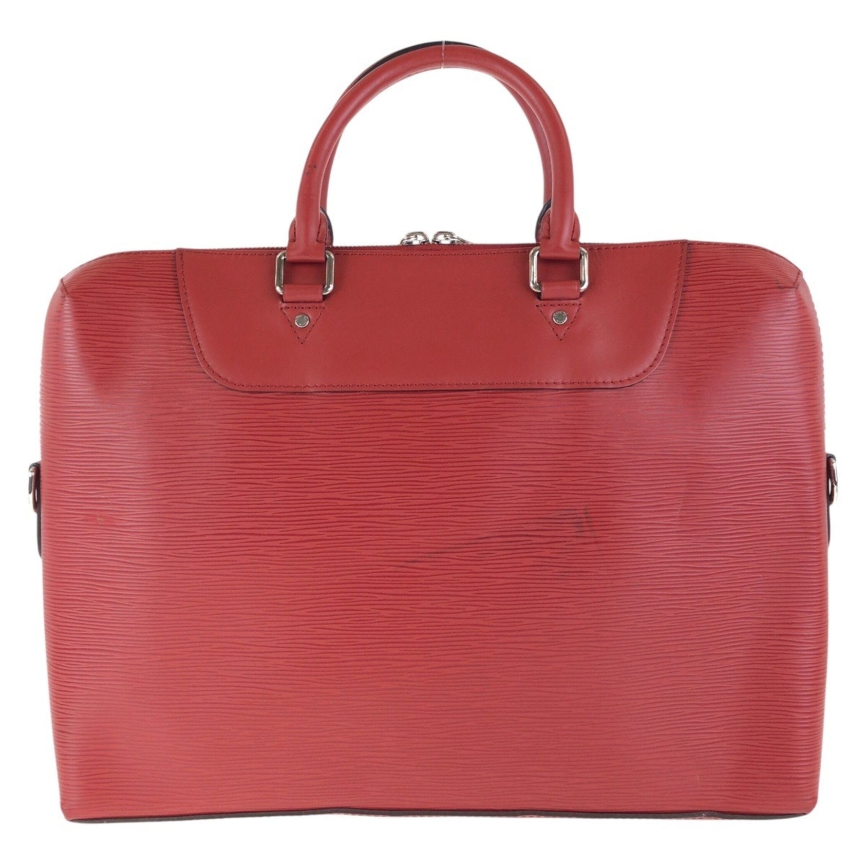 Louis Vuitton Epi Jour Castilian Red Silver Hardware Leather Business Bag Briefcase