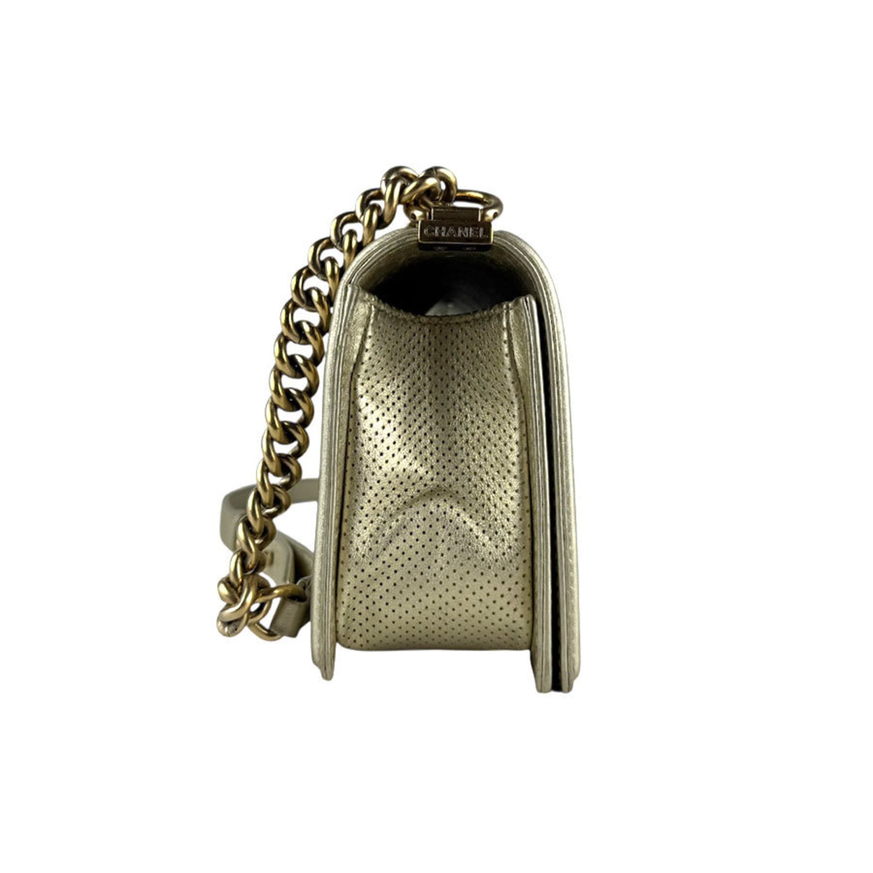 CHANEL Boy Shoulder Bag, Leather, Metal