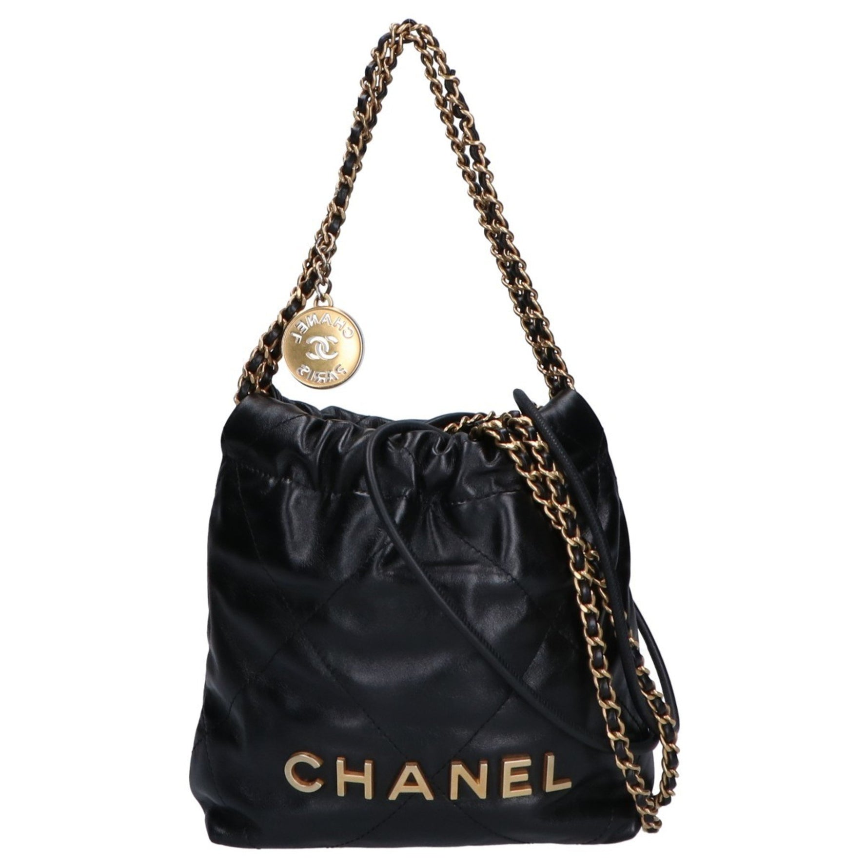 CHANEL 22 Shiny Calfskin Mini Chain Shoulder Bag, GD Hardware