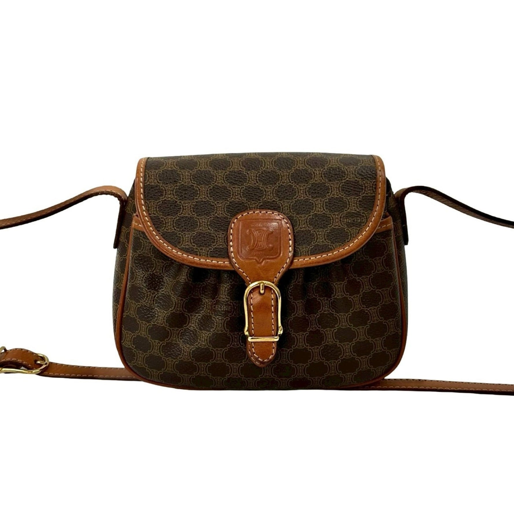 CELINE Macadam Blason Leather Shoulder Bag/Pochette/Sacoche 04456