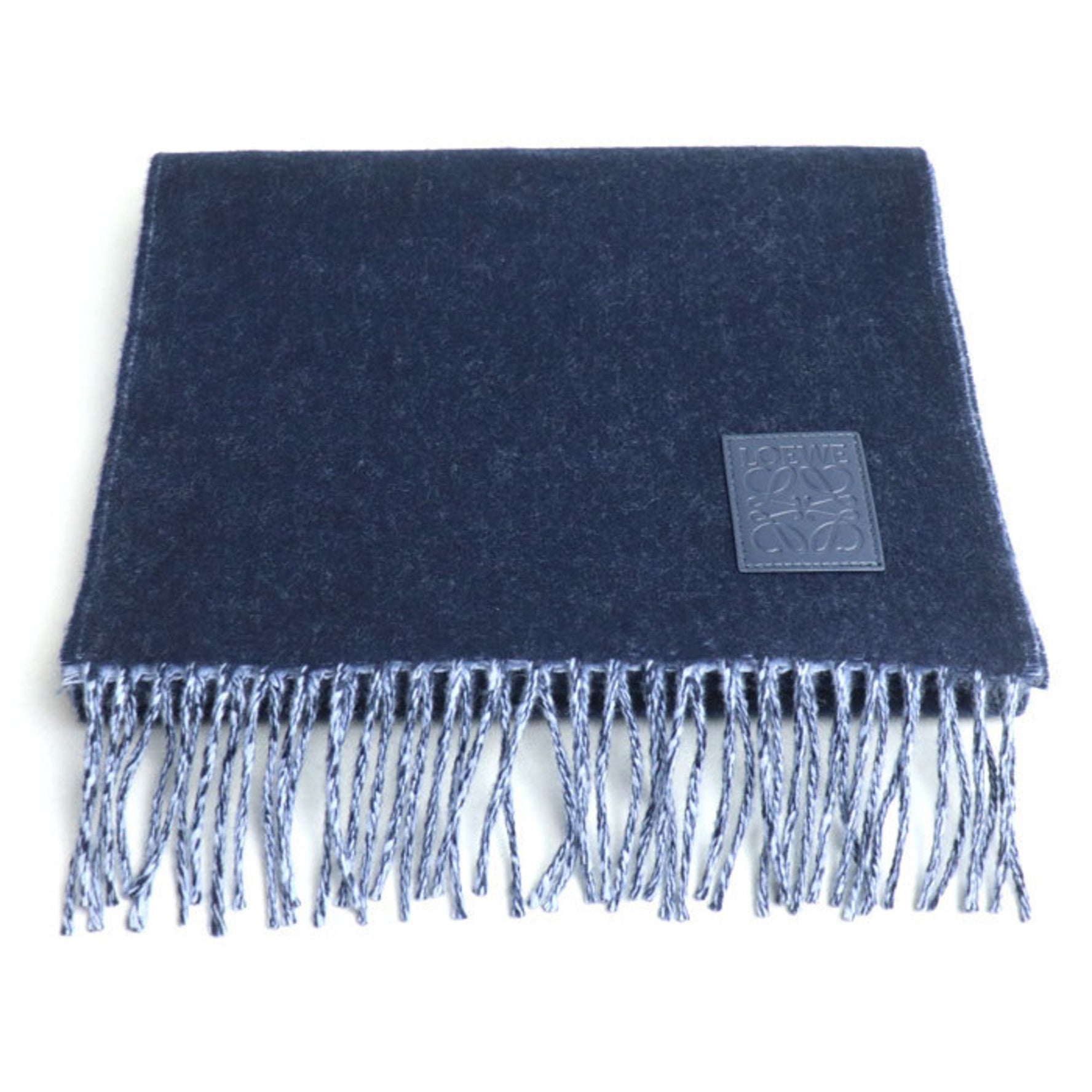 LOEWE Anagram Wool and Cashmere Scarf, Navy Light Blue, 5142, Unisex