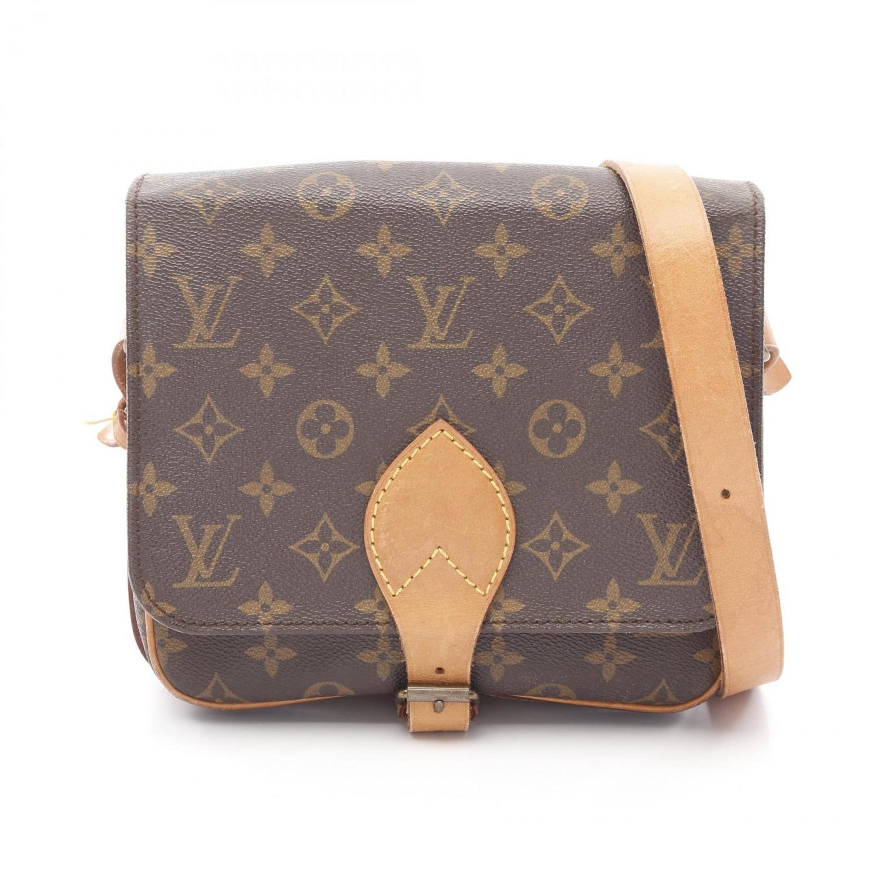 Louis Vuitton Cartesier MM Monogram Shoulder Bag Coated Canvas Leather Brown