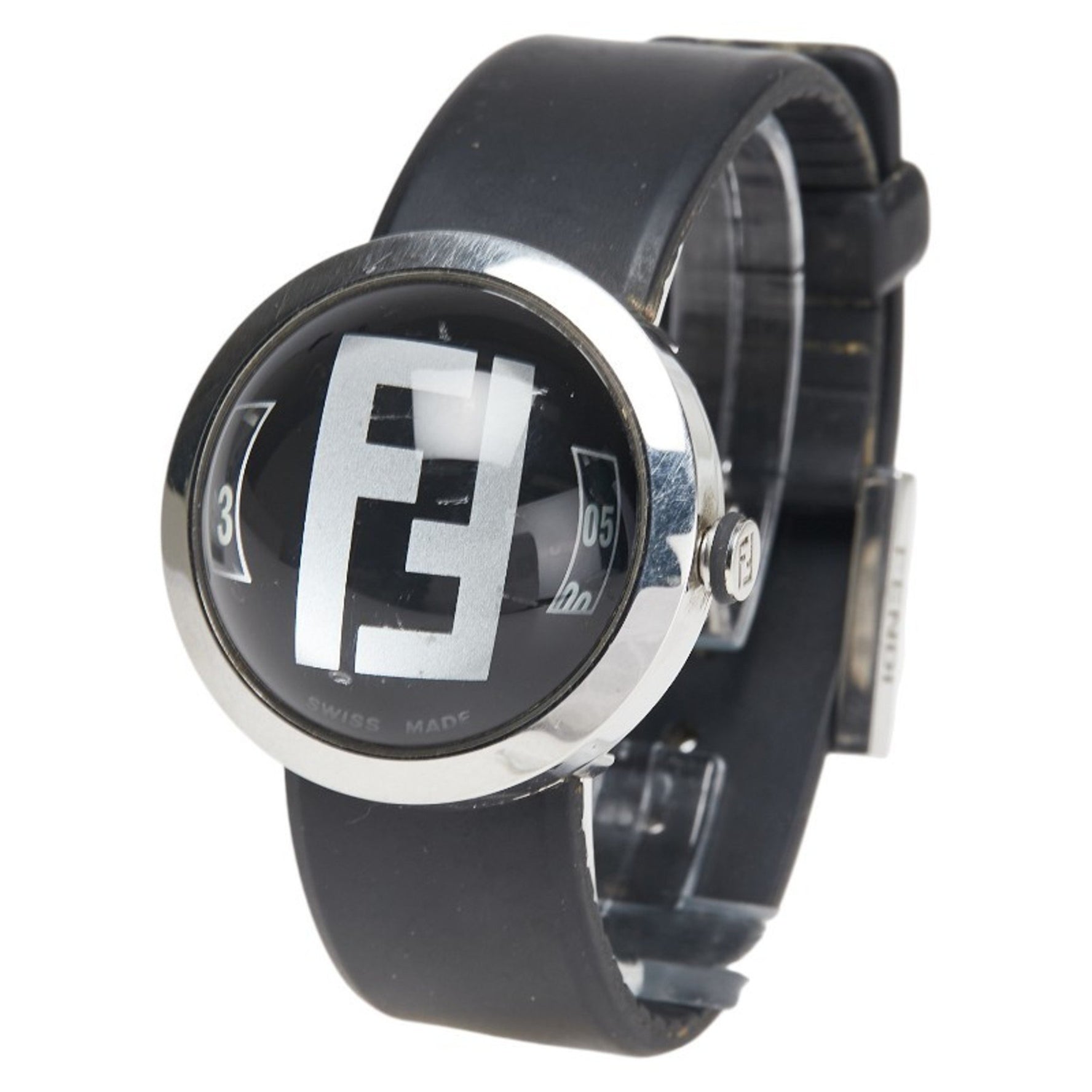 Fendi Bousra Watch Quartz Movement Dial Stainless Steel Rubber