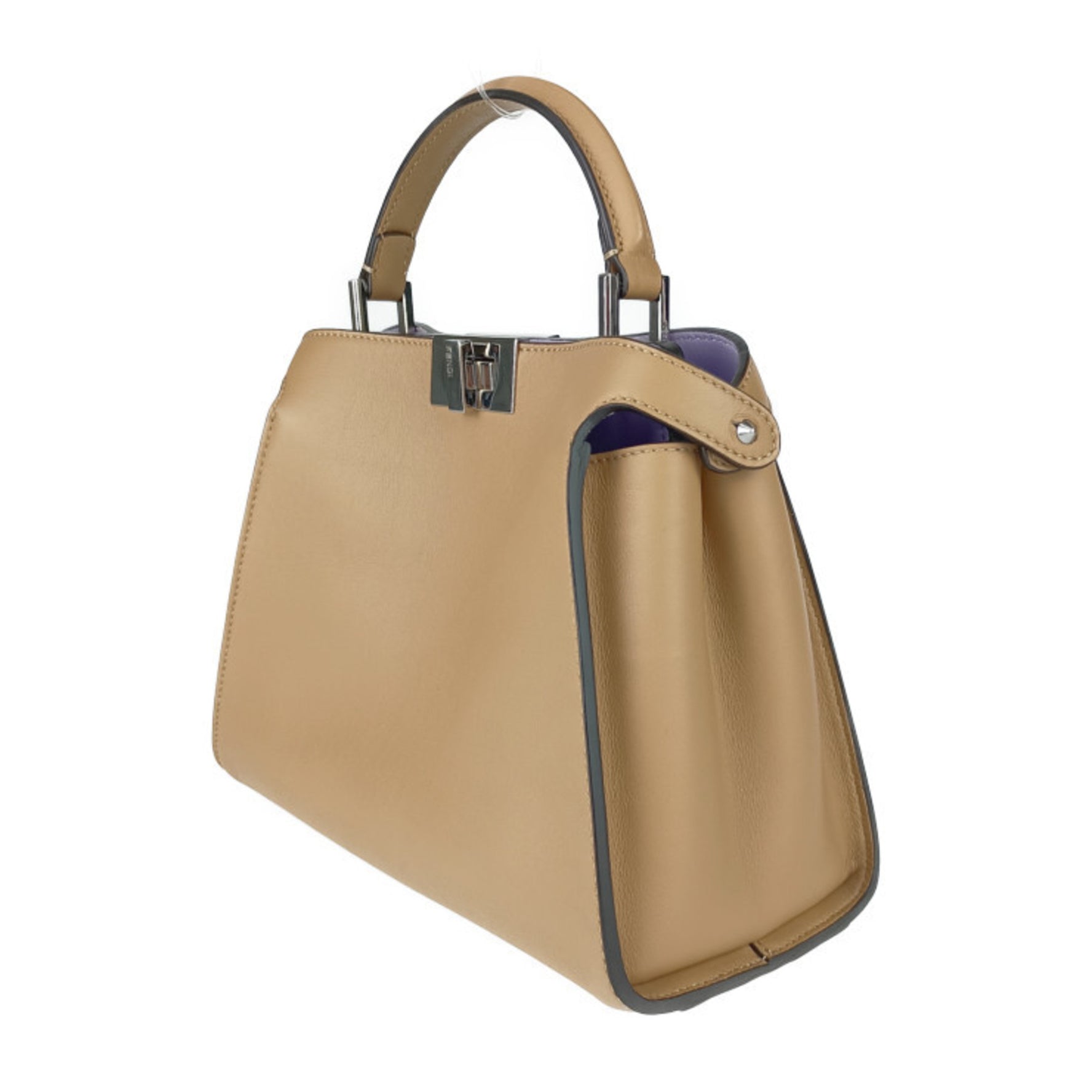 FENDI PEEKABOO ESSENTIALLY handbag SMQ brown purple calf leather ladies turn lock