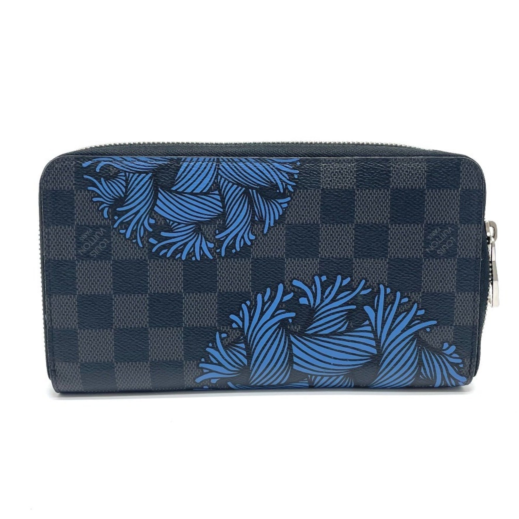 LOUIS VUITTON N41683 Damier Graphite Christopher Nemeth Zippy Organizer Long Wallet in Canvas, Men's, Black and Blue