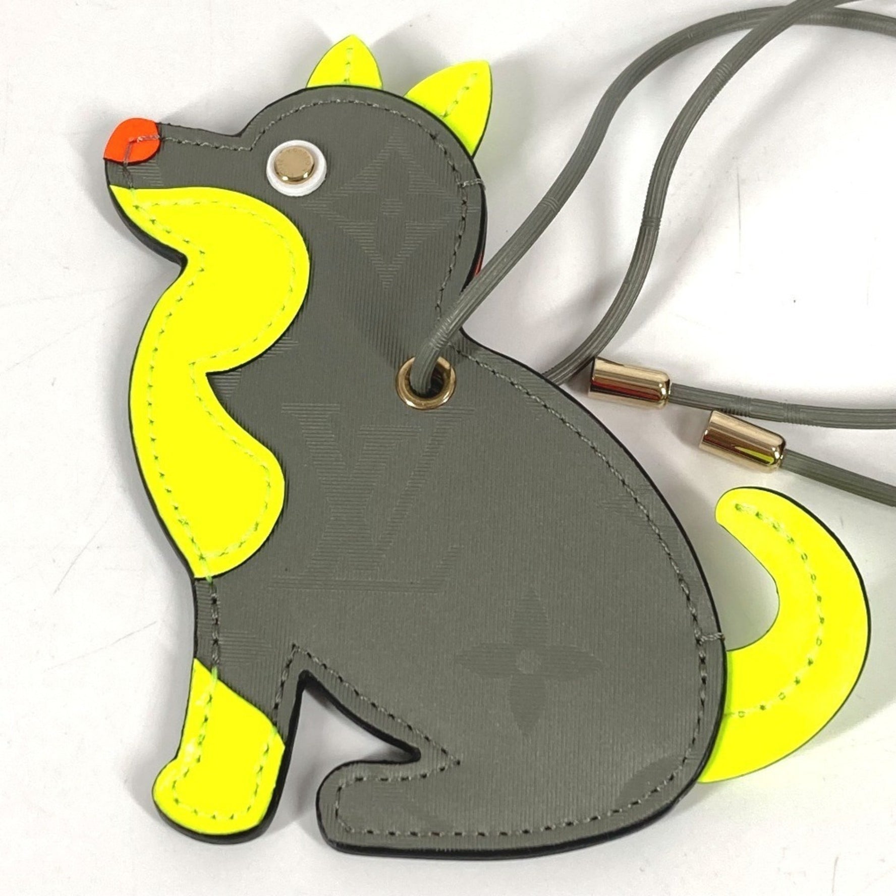 LOUIS VUITTON Monogram Titanium Porte Address Dog Bag Charm Keychain Gray Like New