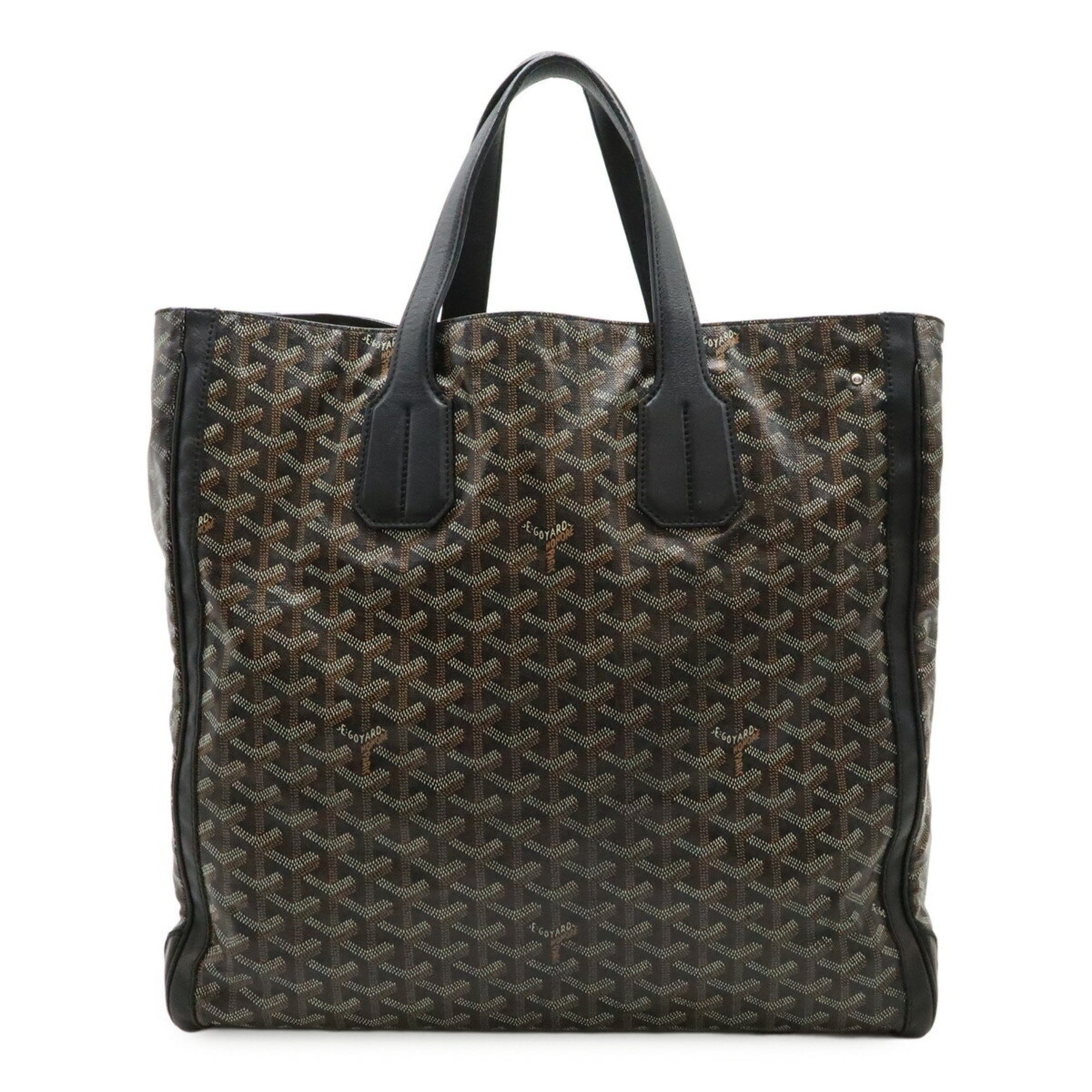 GOYARD Sac Voltaire Tote Bag Handbag Shoulder PVC Leather Black Brown