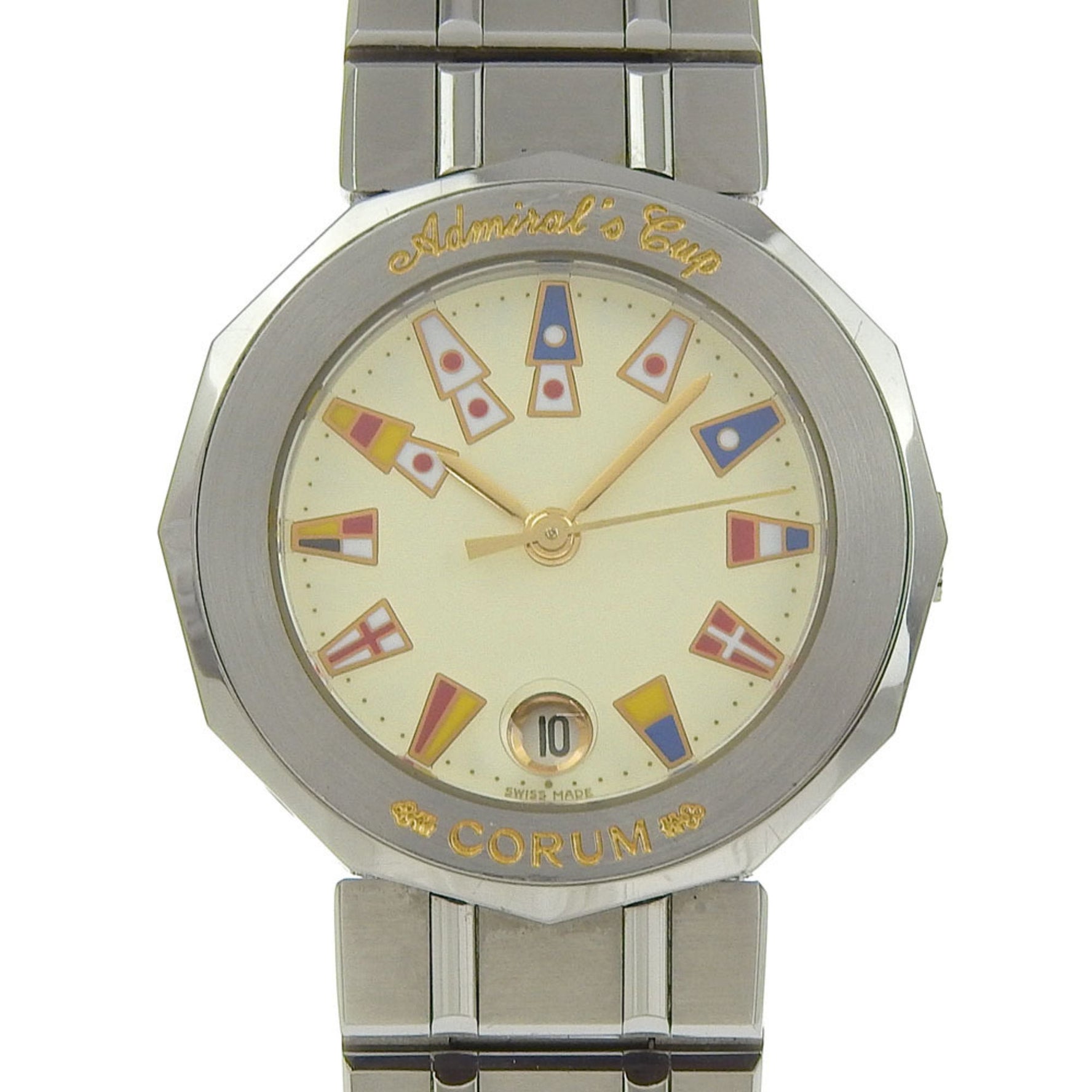 Corum Admiral's Cup Watch 39.610.20 Stainless Steel Quartz Analog Display White Dial