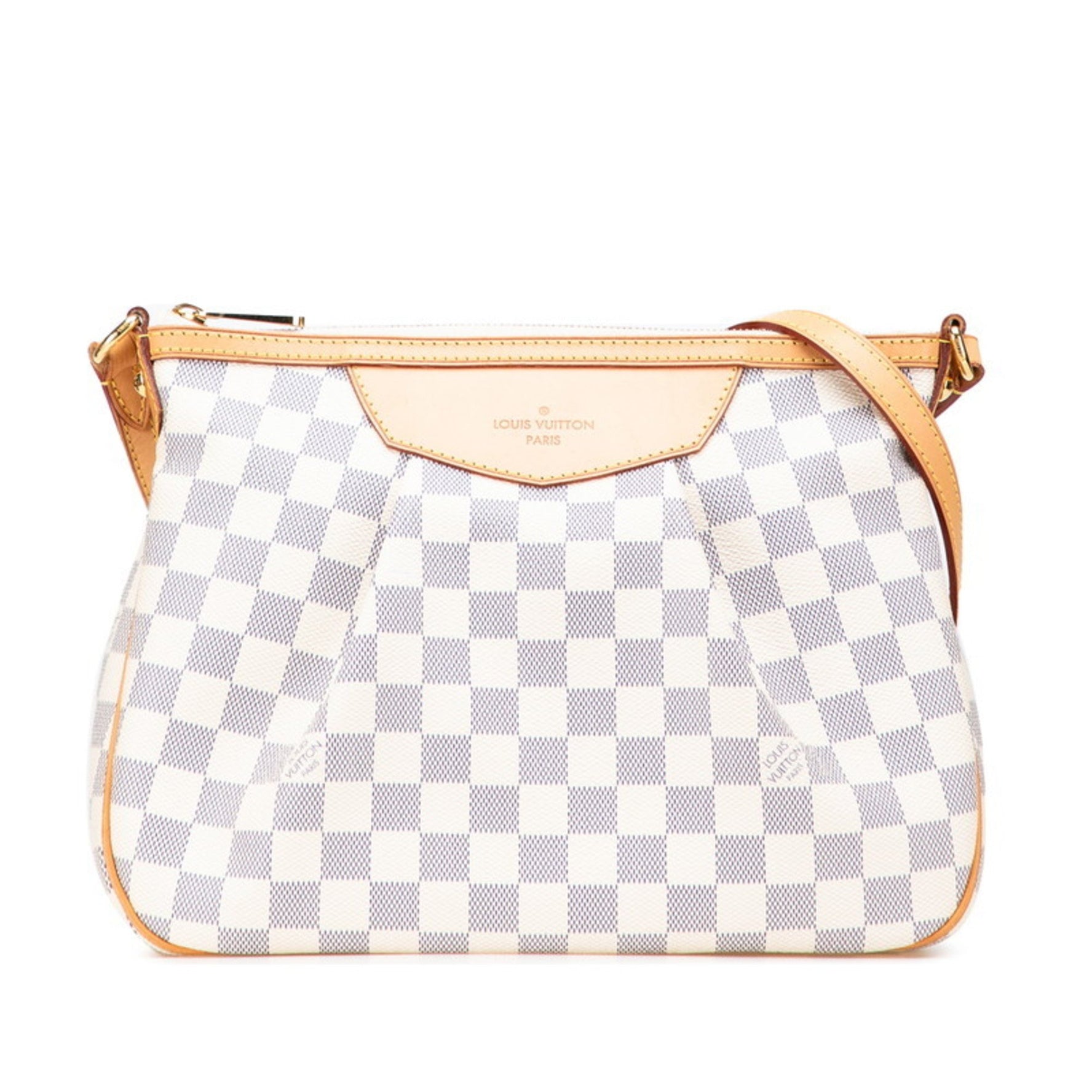 Louis Vuitton Damier Azur Syracuse PM Crossbody Shoulder Bag White Leather LOUIS VUITTON