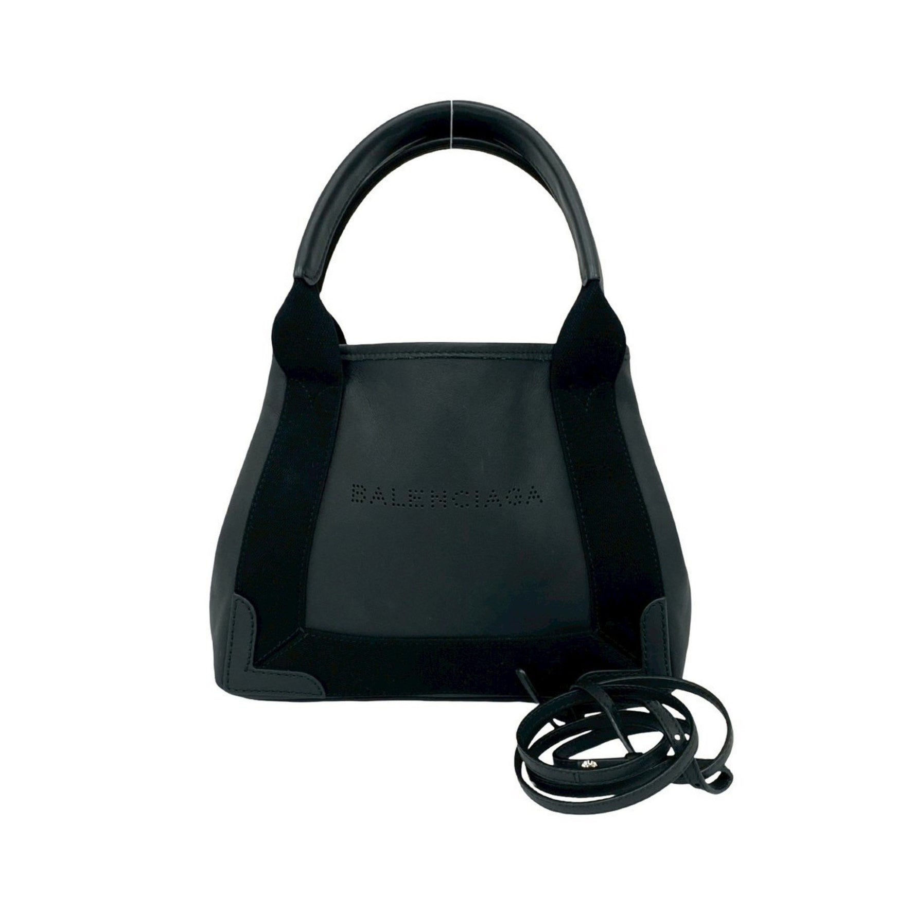 BALENCIAGA Navy Cabas XS Leather Handbag/Shoulder Bag