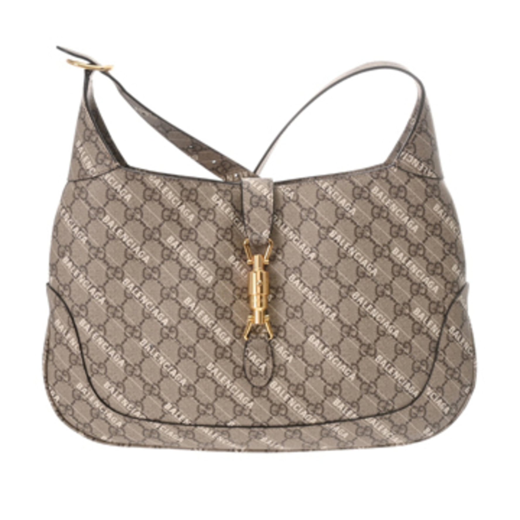 GUCCI GG Supreme Jackie 1961 The Hacker Project Balenciaga Collaboration Beige Women's Canvas Shoulder Bag A
