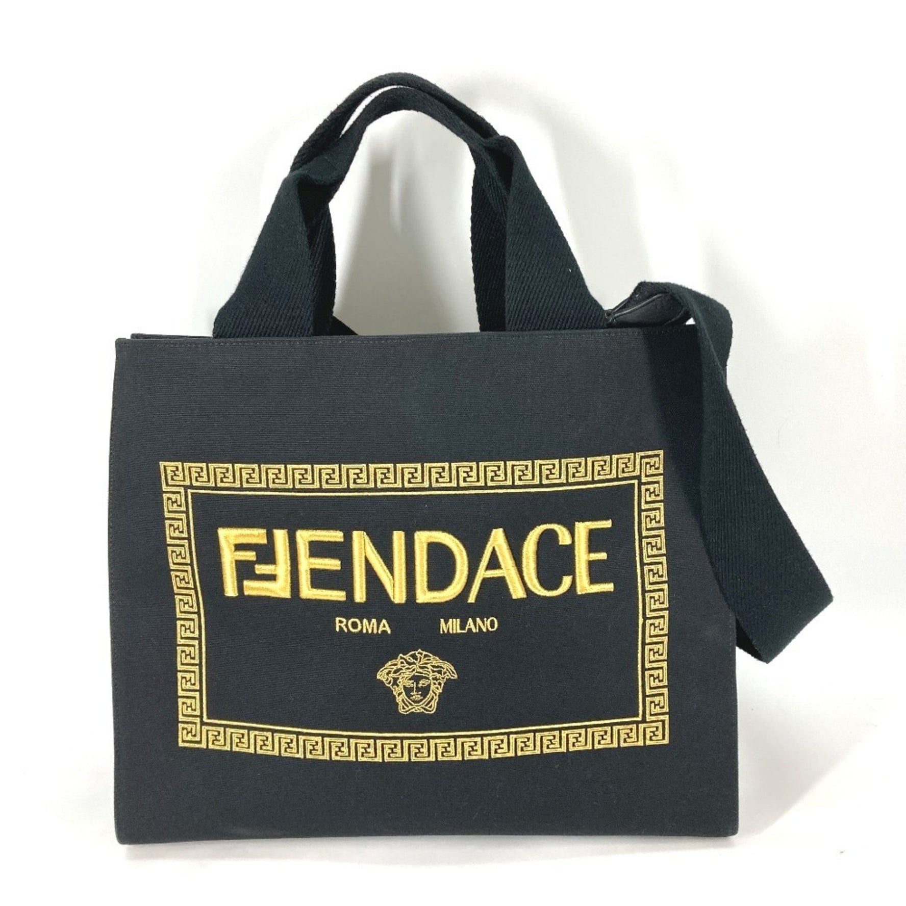 FENDI Versace Collaboration FENDACE Tote/Shoulder Bag Canvas Black