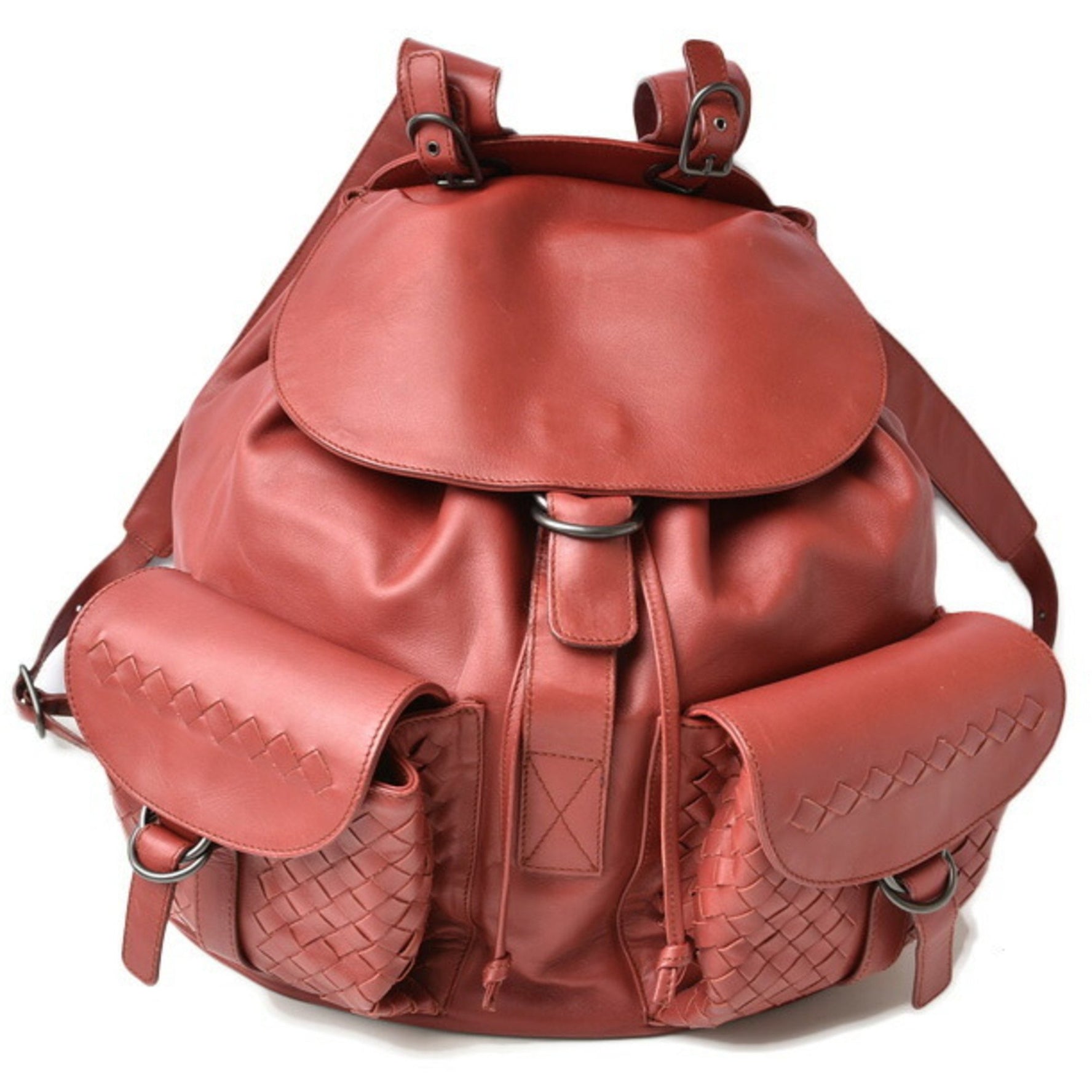 Bottega Veneta Backpack Rucksack Men and Women BOTTEGA VENETA Intrecciato Leather Dark Red