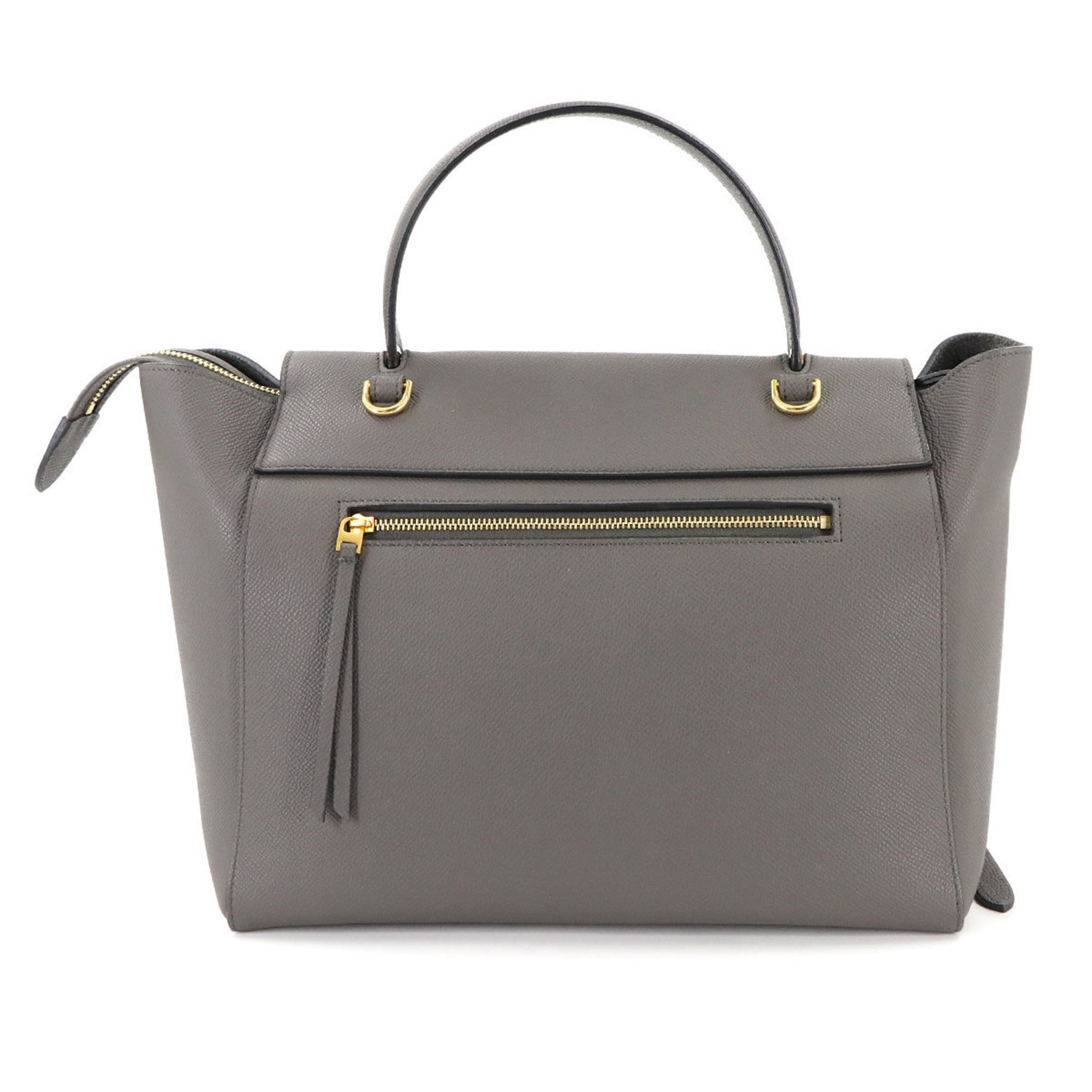 Celine Mini Belt Bag, 2-way handbag/shoulder bag, gray leather with gold hardware, model number