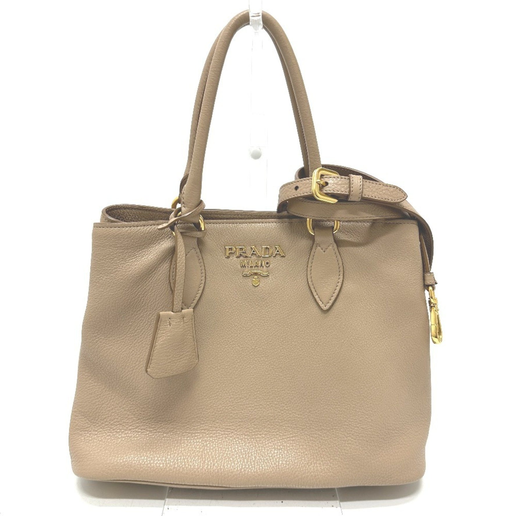 PRADA Logo Bag Shoulder Tote Handbag Leather