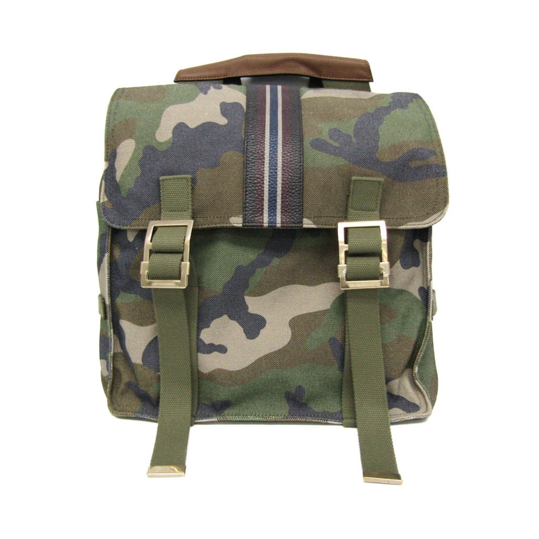 Valentino Garavani Military Women,Men Leather,Canvas Backpack