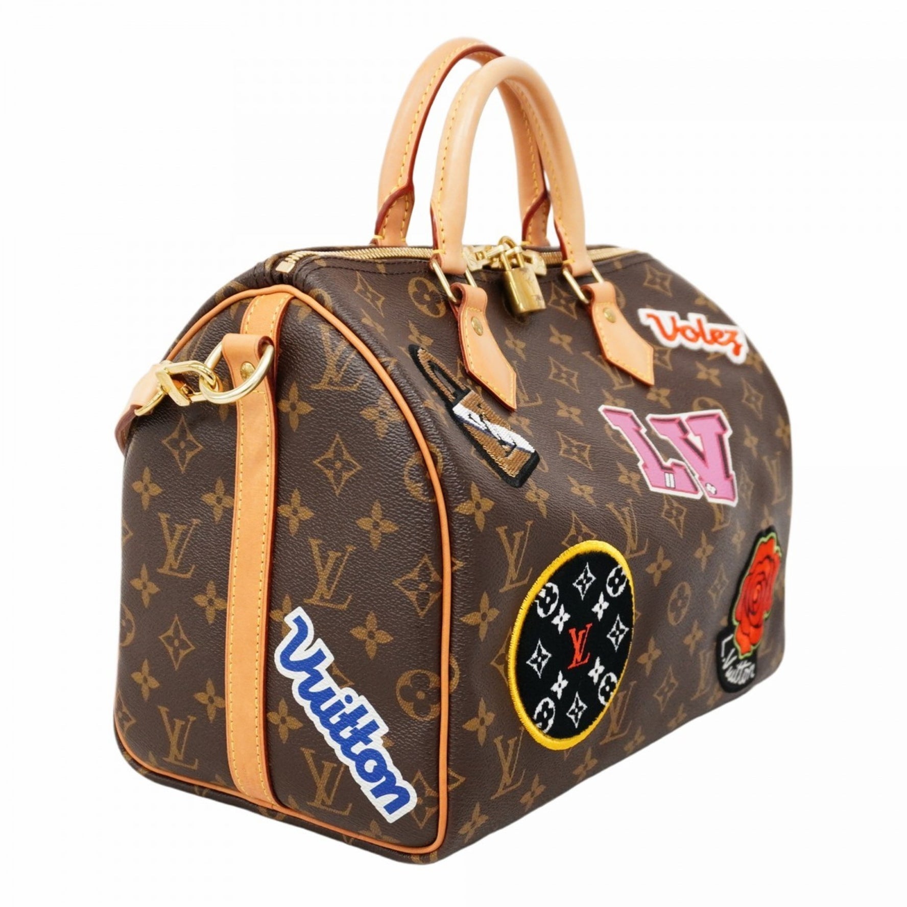 Louis Vuitton Monogram Patches Handbag LV Stories Speedy Bandouliere 30 Bag