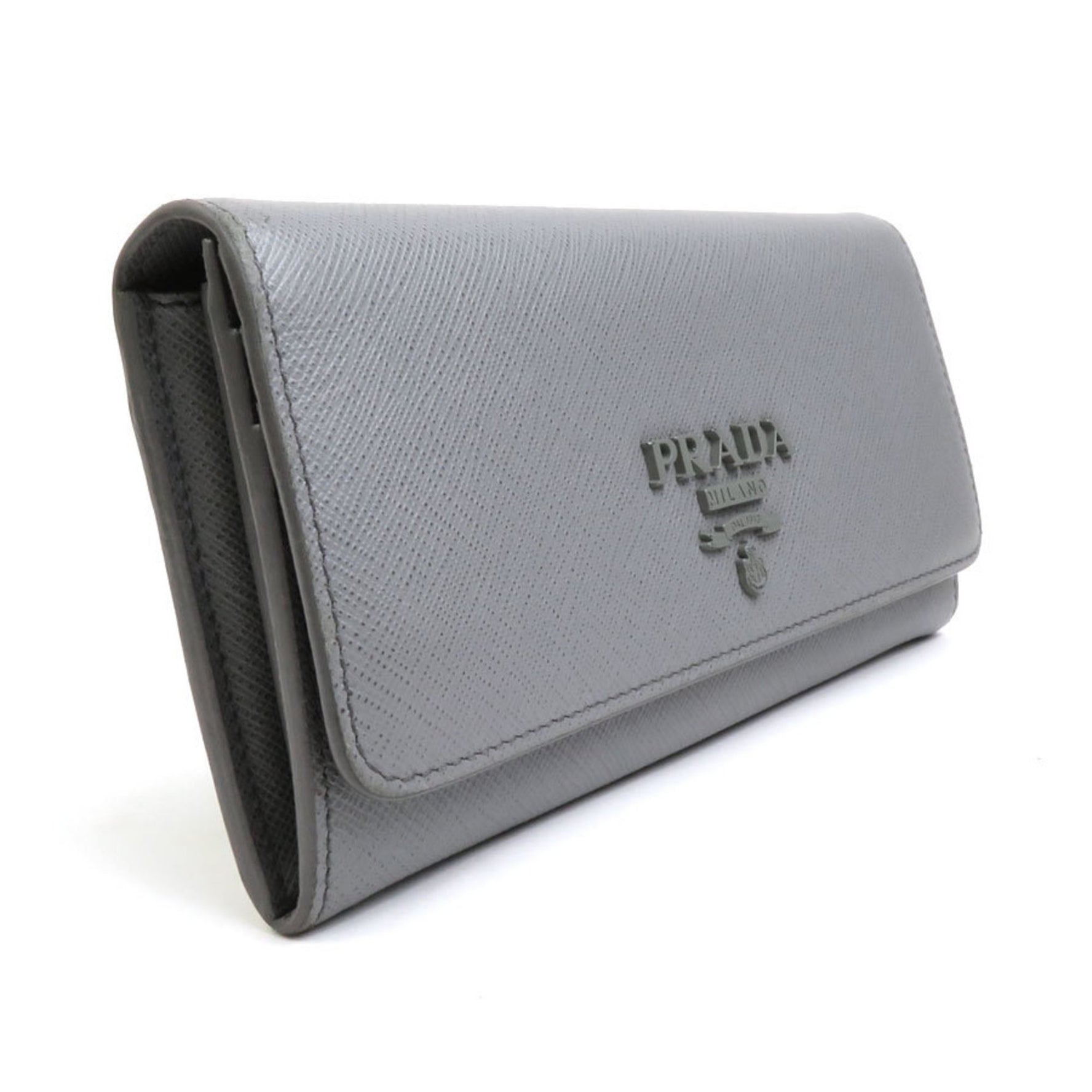 Prada PRADA bi-fold long wallet leather gray unisex 1MH132