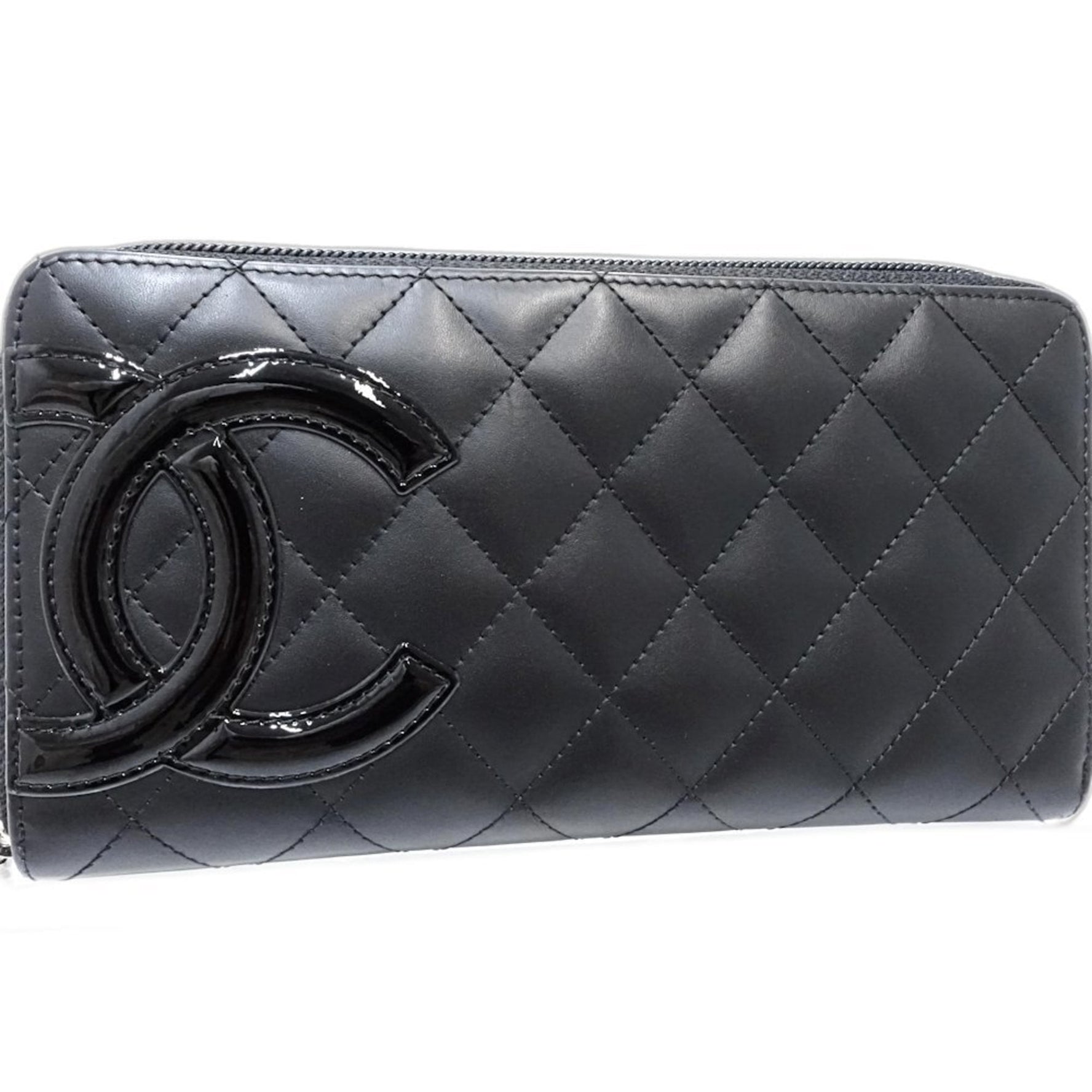 CHANEL Cambon Round Coco Mark Calfskin Long Wallet