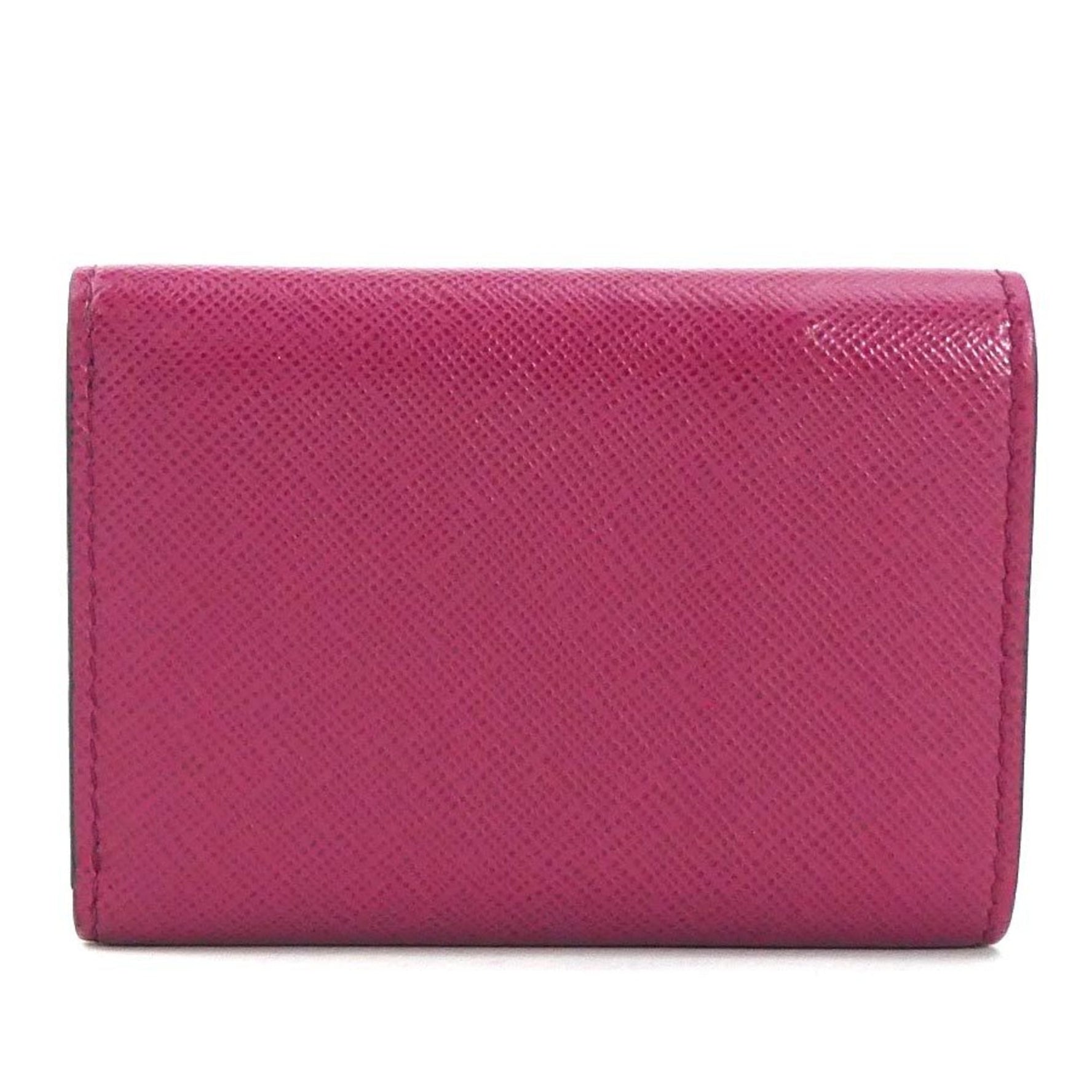 PRADA Tri-fold wallet Leather Black x Wine Red