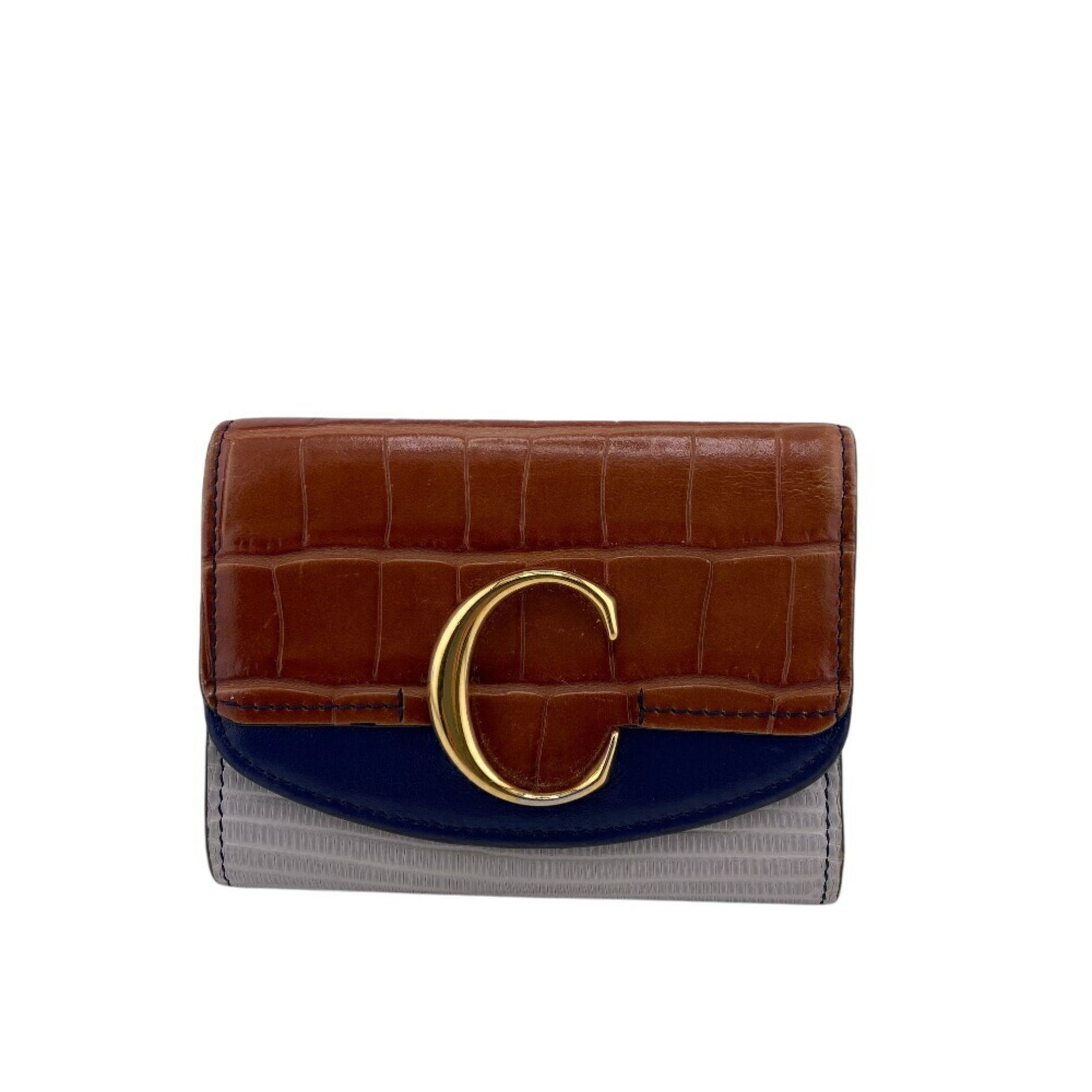 Chloé Chloe Mini Trifold Wallet, Coin Purse, Bills, Cards, Brown