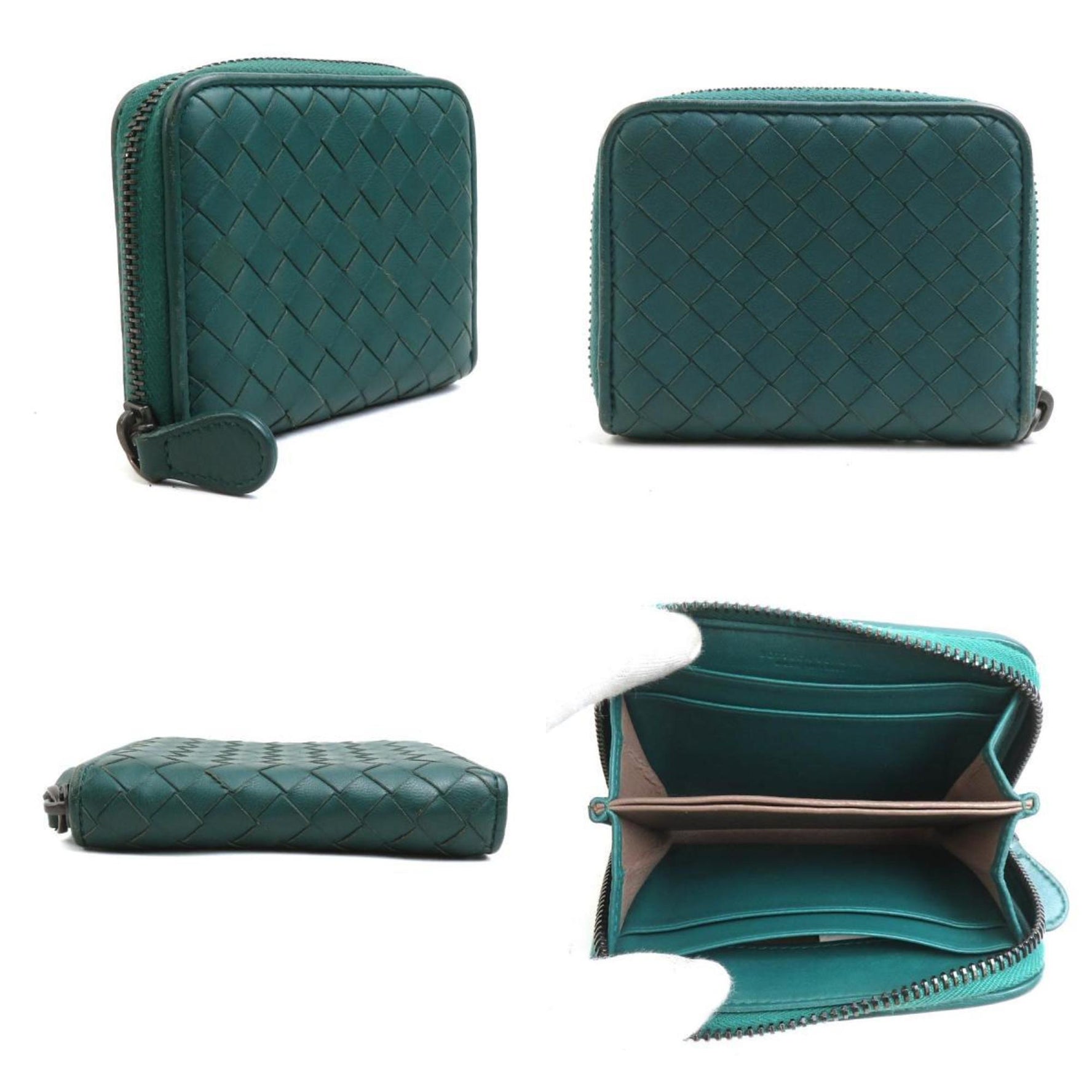 Bottega Veneta Men's Intrecciato Leather Wallet/Coin Case in Dark Green