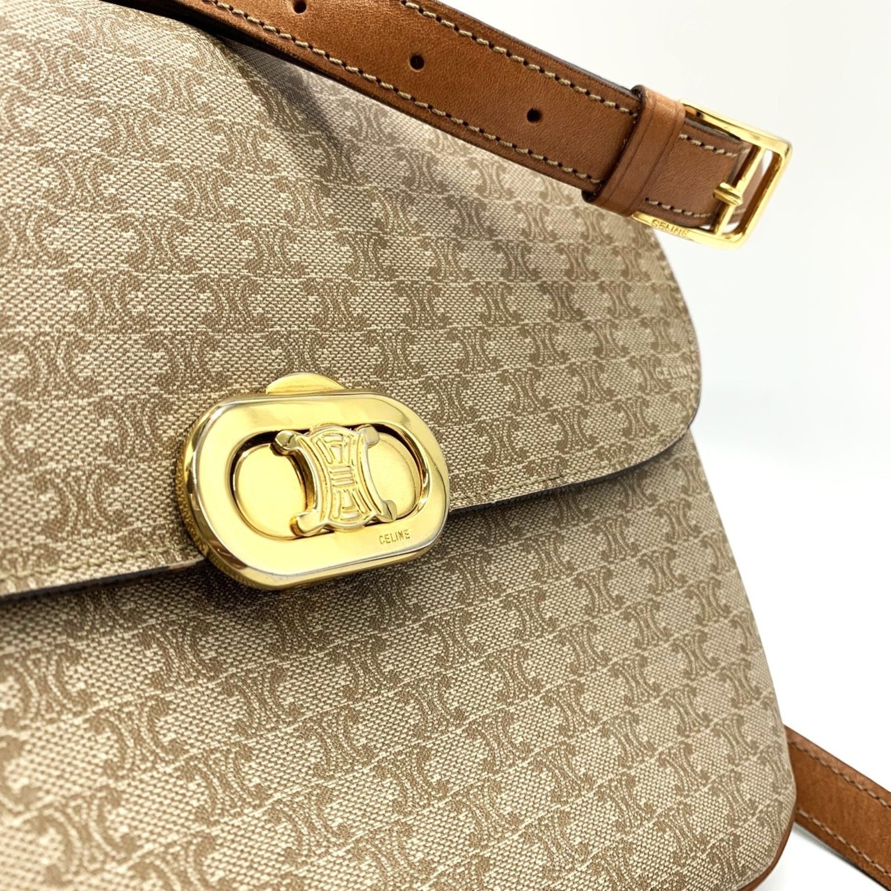 CELINE Macadam Shoulder Bag Leather