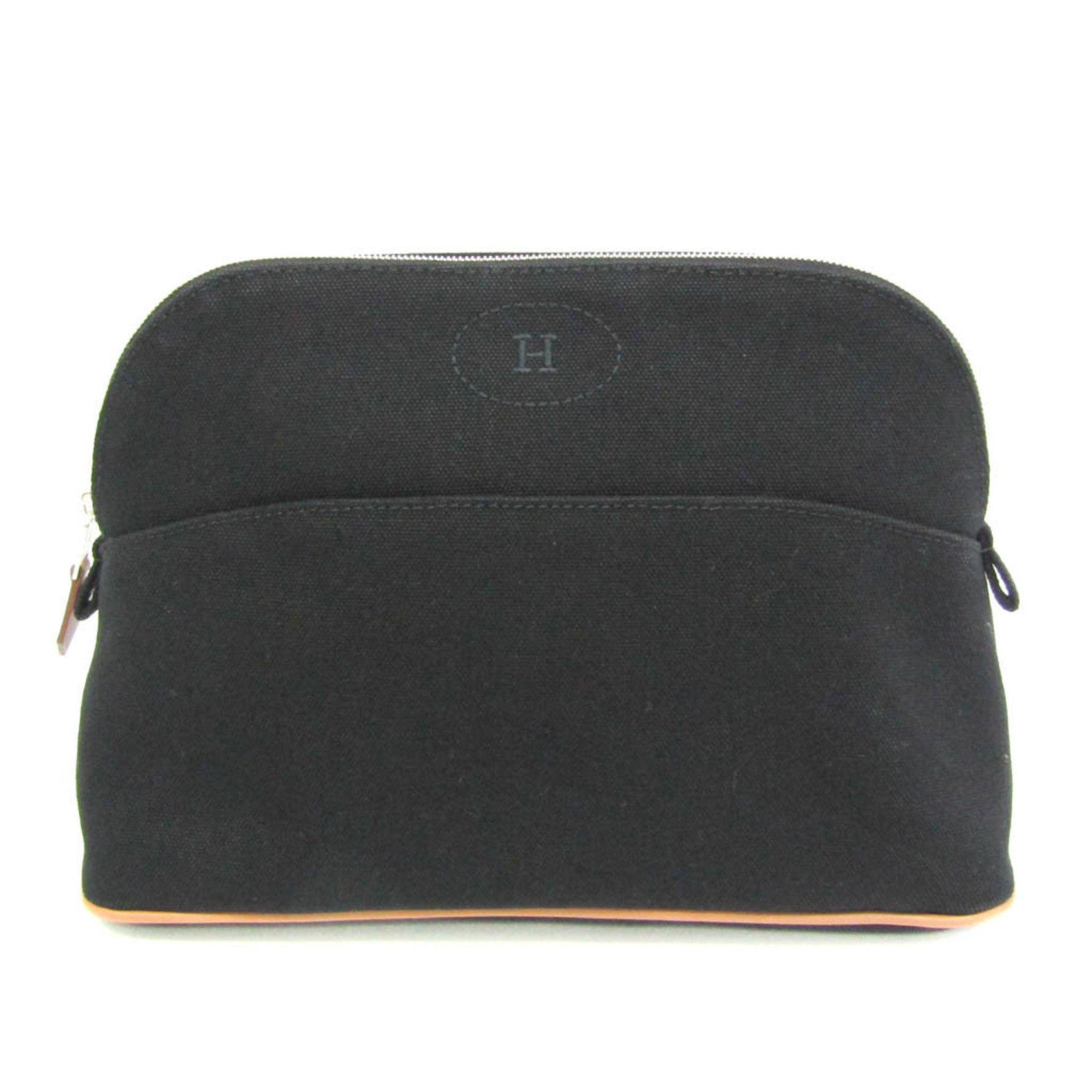 Hermes Bolide Pouch MM Women's Cotton,Leather Pouch Black