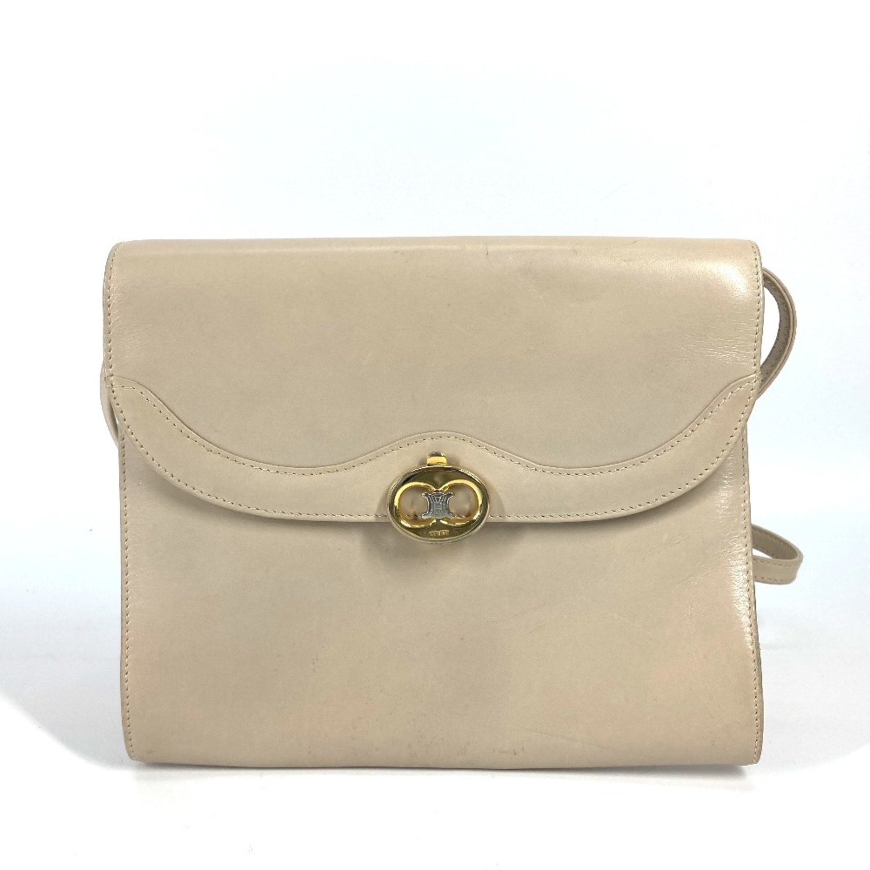 CELINE Triomphe Pochette Vintage Clutch/Shoulder Bag in Leather