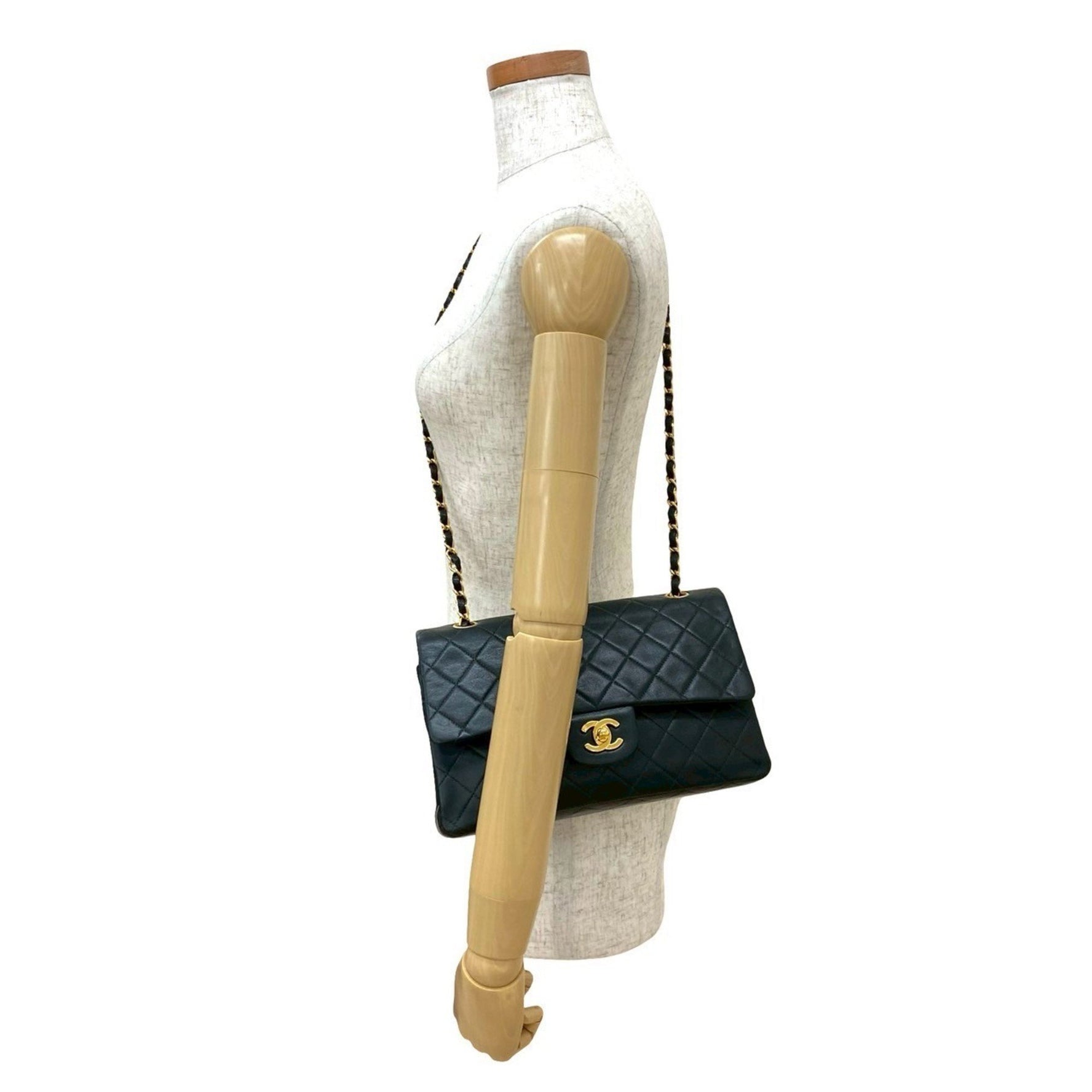 CHANEL Matelasse Double Flap Coco Mark Lambskin Shoulder Bag, 04757