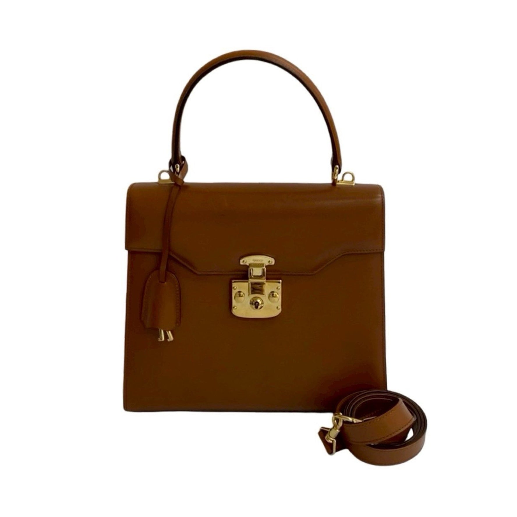 GUCCI Old Ladylock Leather Genuine Handbag/Shoulder Bag