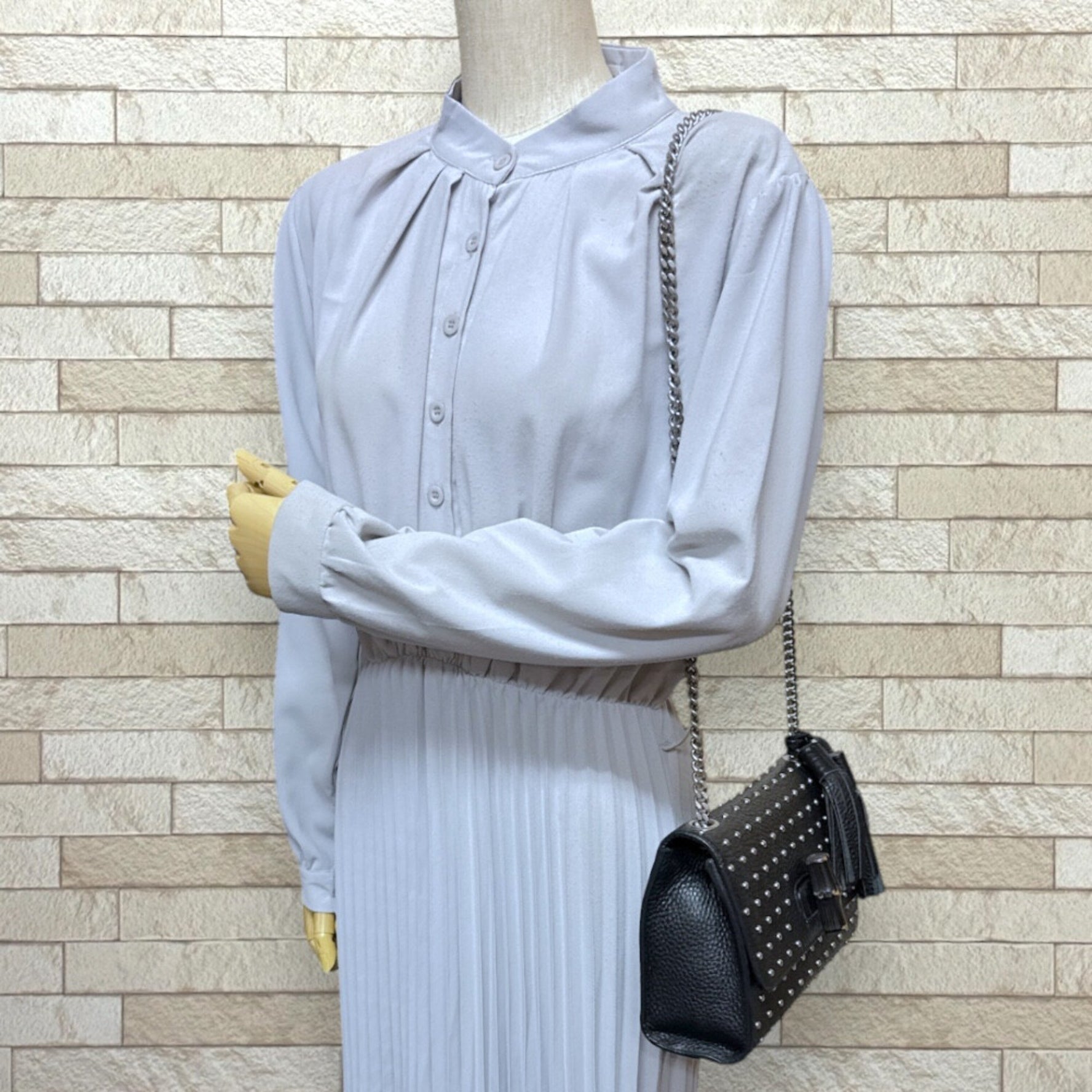 Gucci Studded Bamboo Shoulder Bag, Leather, with Chain