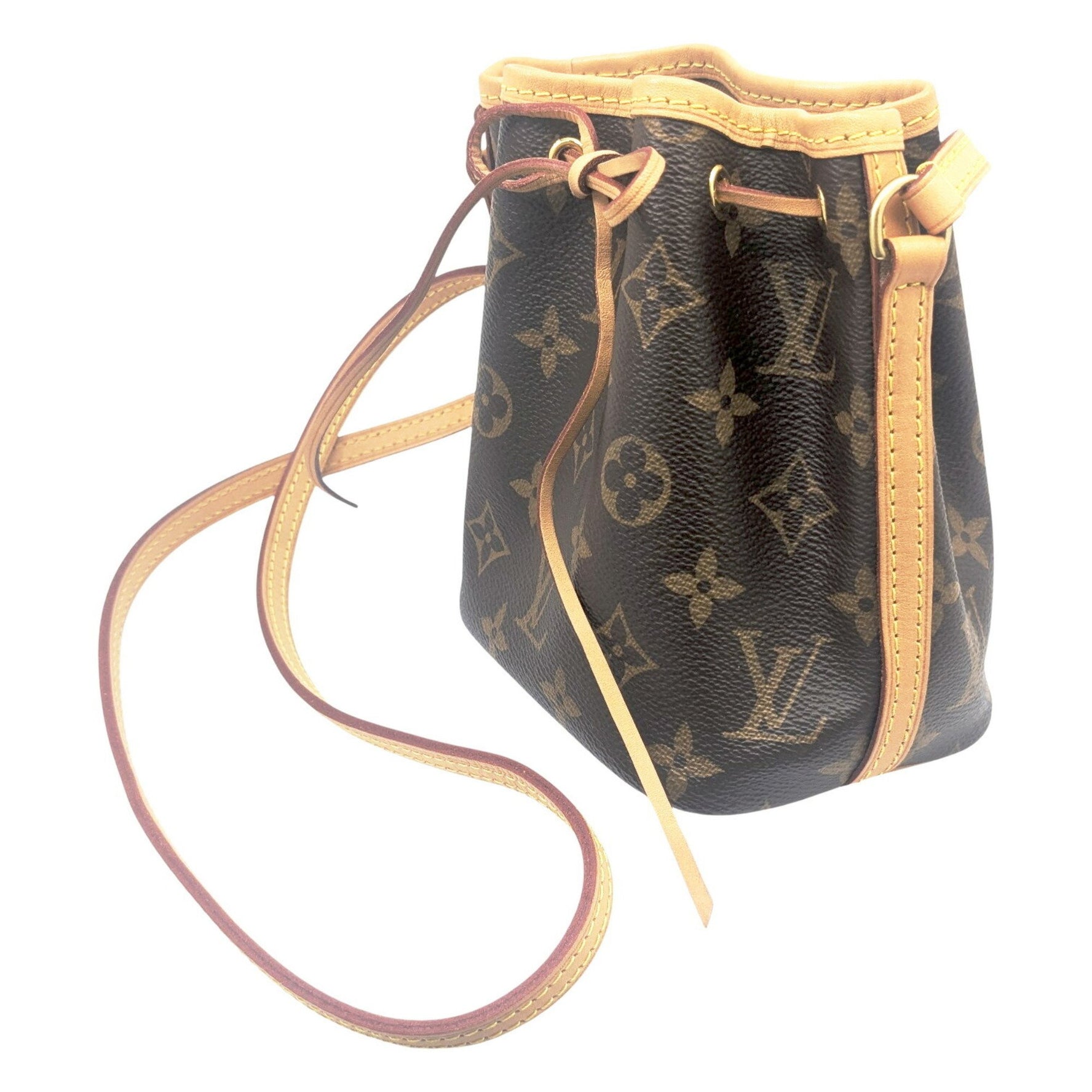 LOUIS VUITTON Monogram Nano Noe Shoulder Bag, Brown Leather