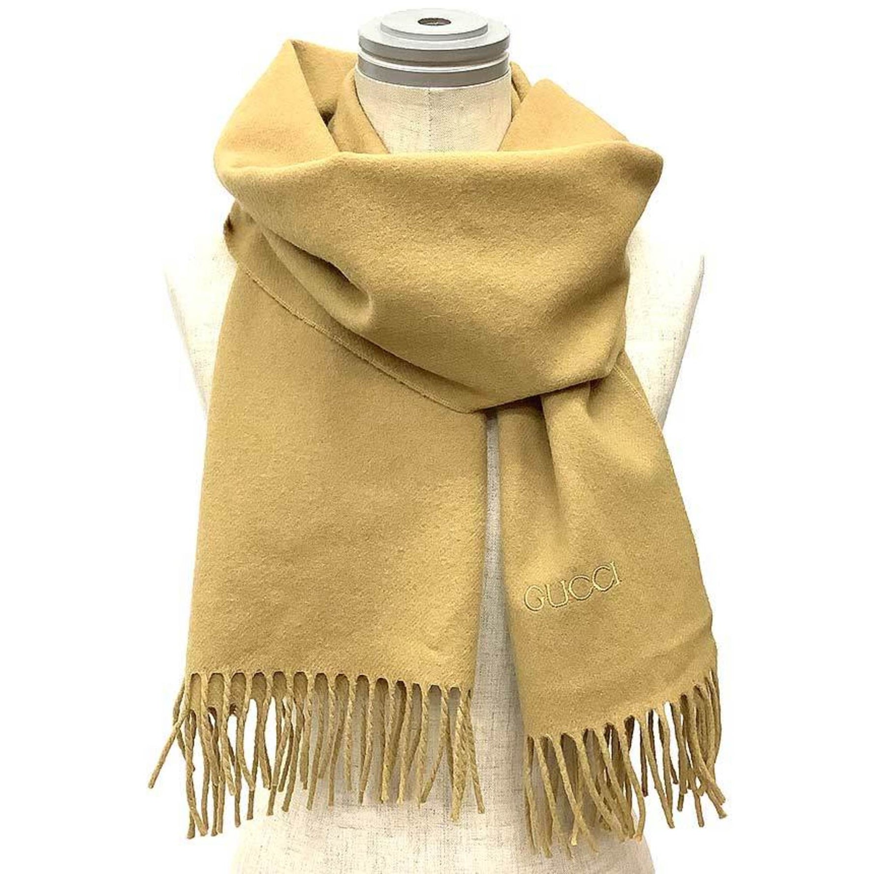 GUCCI scarf 100% cashmere yellow beige