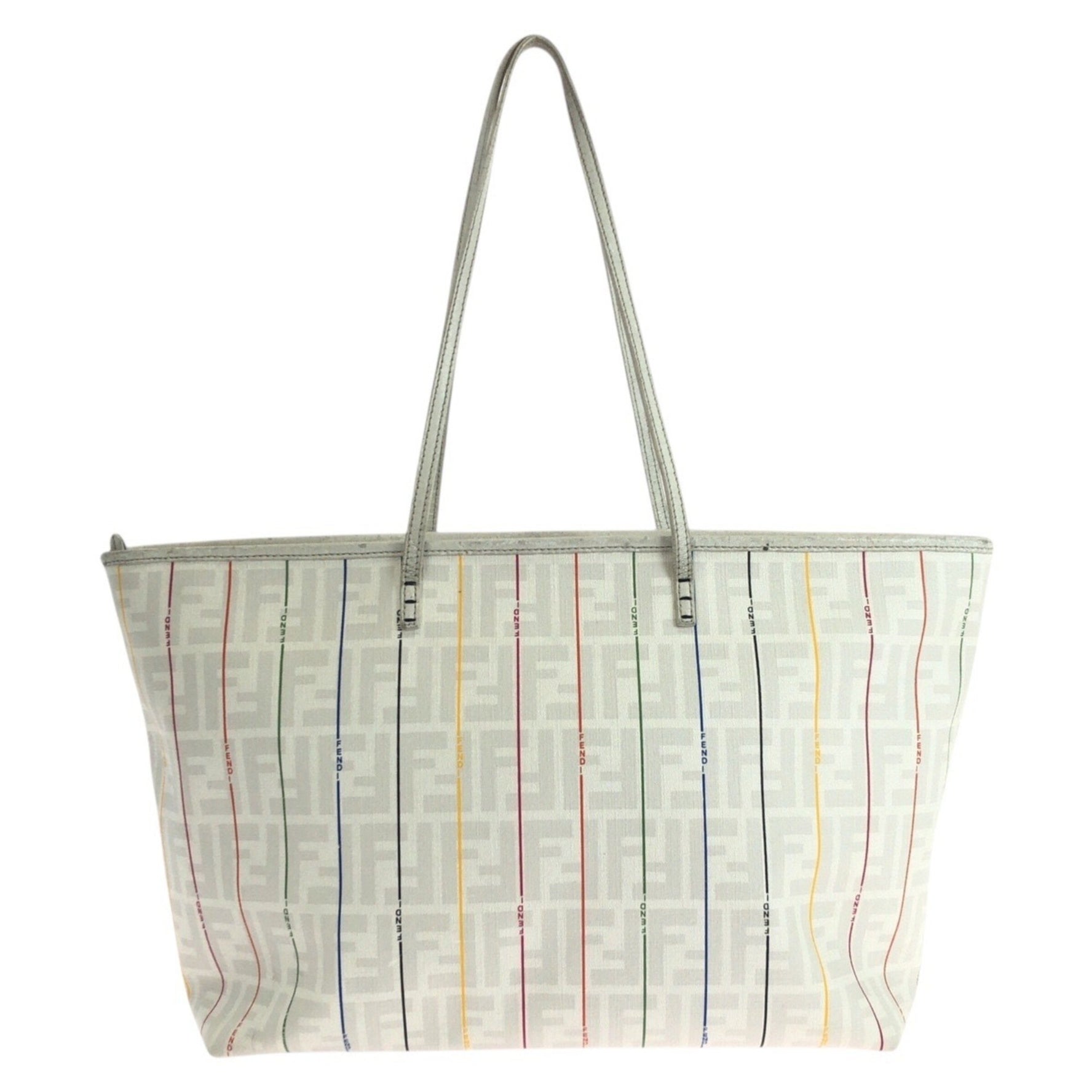 FENDI ZUCCA WHITE MULTICOLOR LEATHER HQP TOTE BAG SHOULDER