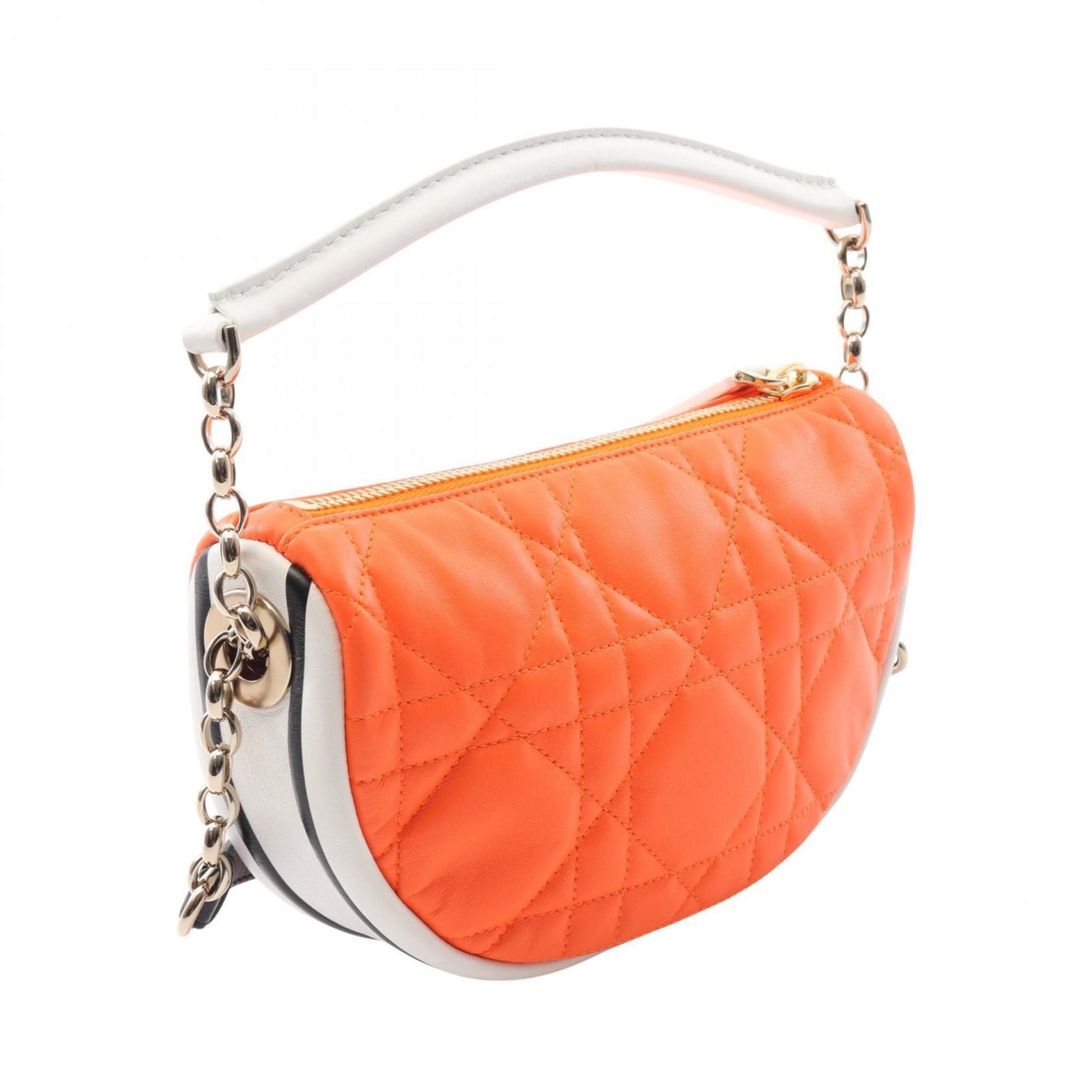 Christian Dior Dior VIBE Small Hobo Shoulder Bag, Leather, Orange/White